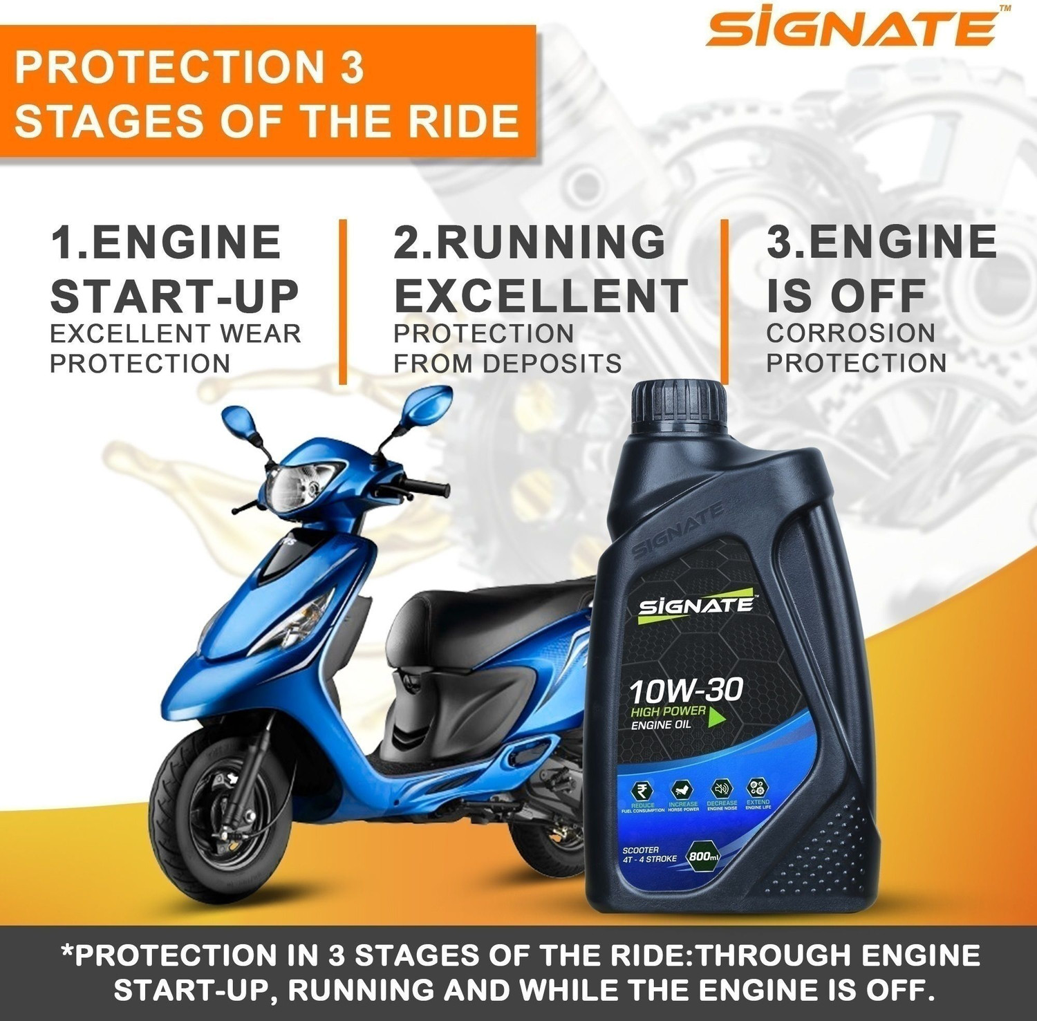 Image of Signate 10W30 4T Scooter Engine Oil | Power Formula of Vehicle Lubricants For Synthetic Blend Engine Oil