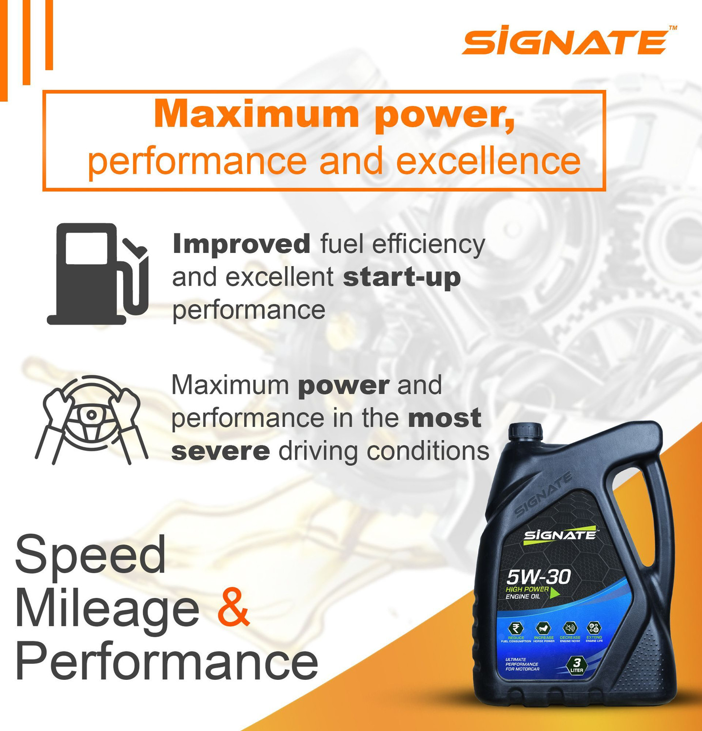 Image of Signate 5W30 Fully Synthetic Engine Oil for Petrol, Diesel & CNG Cars High Performance Engine Oil