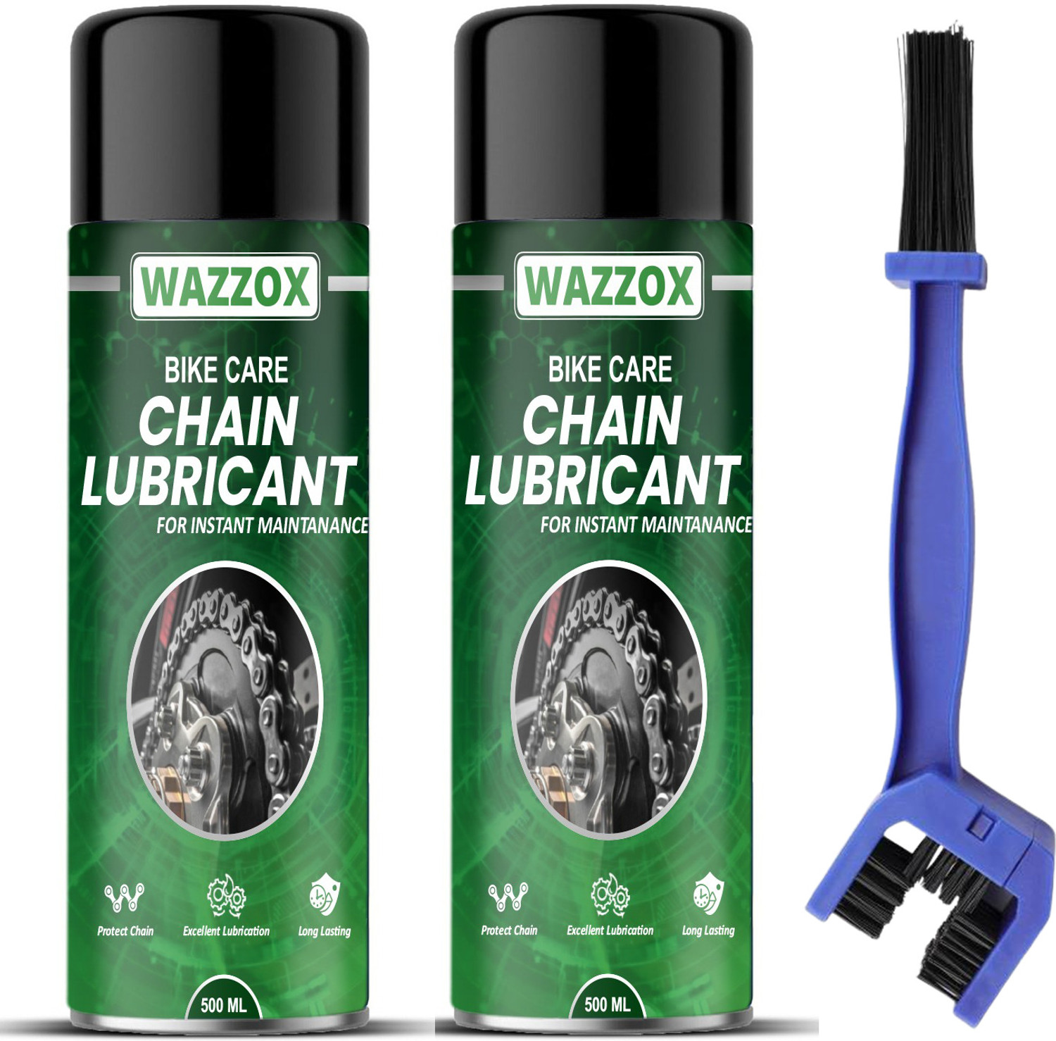 Image of WAZZOX Bike Chain Lubricant Spray With Brush For All Chain Type Lubrication Chain Oil