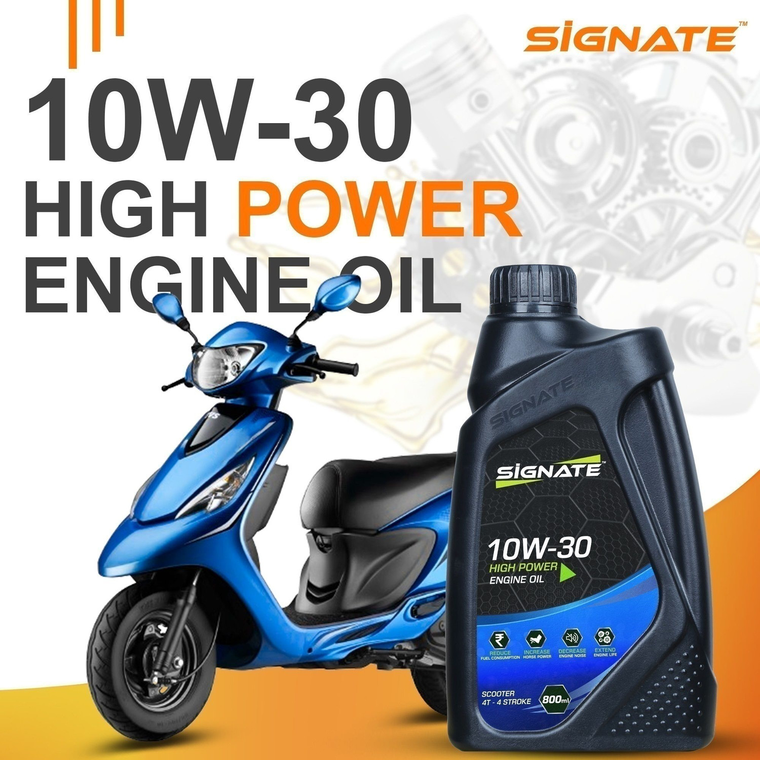 Image of Signate 10W30 4T Scooter Engine Oil | Power Formula of Vehicle Lubricants For Synthetic Blend Engine Oil