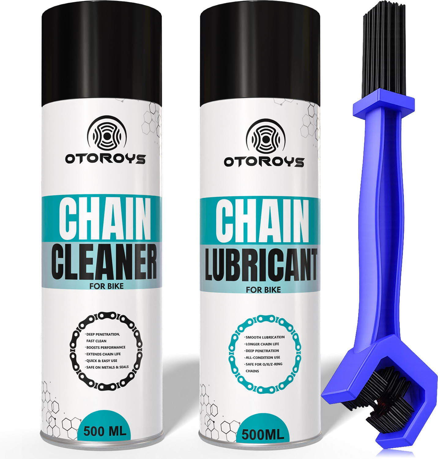 Image of OTO2EYE Bike Chain Lubricant and Chain Cleaner Spray With Cleaning Brush For Motorcycle and Bicycle Chain Oil
