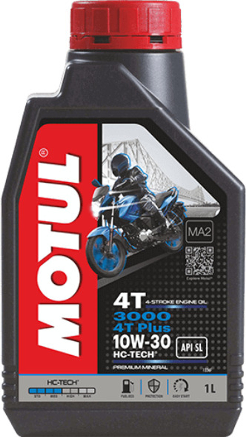 Image of MOTUL 3000 4T PLUS 10W30 ENGINE OIL - 1 L 10W30 Full-Synthetic Engine Oil