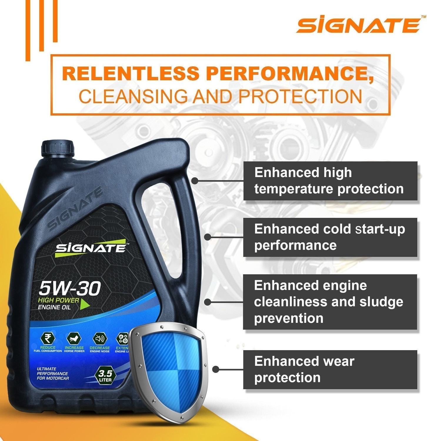 Image of Signate 5W-30 API Fully Synthetic Engine Oil for Petrol, Diesel & CNG Cars High Performance Engine Oil