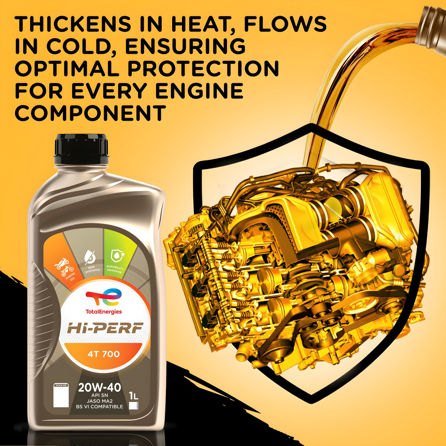 Image of Total Energies Hi-Perf 700 20W-40 API SN Technosynthese (Semi Synthetic)
