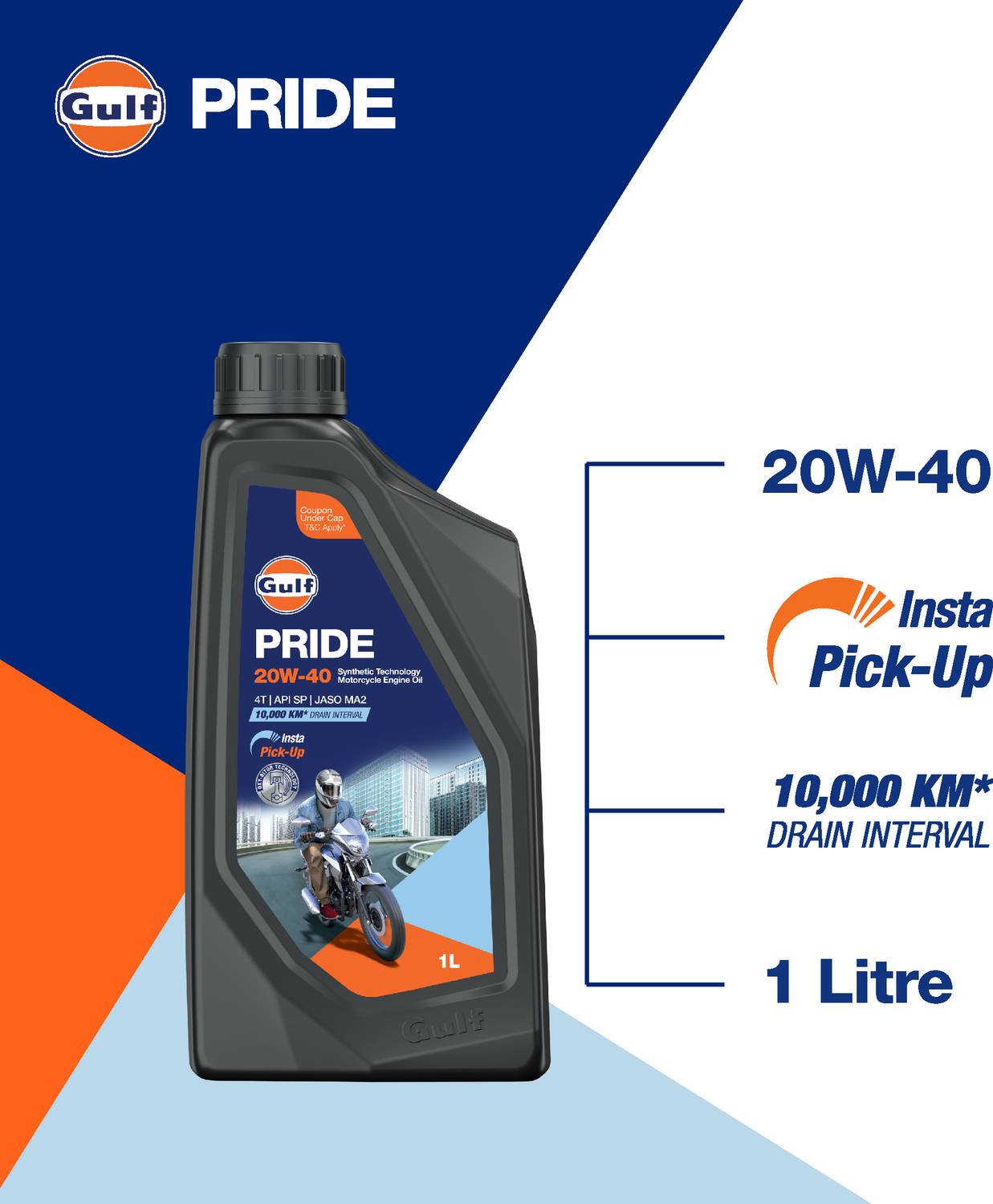Gulf PRIDE 20W-40 4T Engine Oil 10L - Image 3
