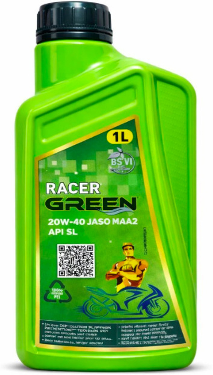 Image of HP Racer GREEN 20W40 RACER GREEN 20W40 Bike Engine Oil JASO MA2 API SL Conventional Engine Oil