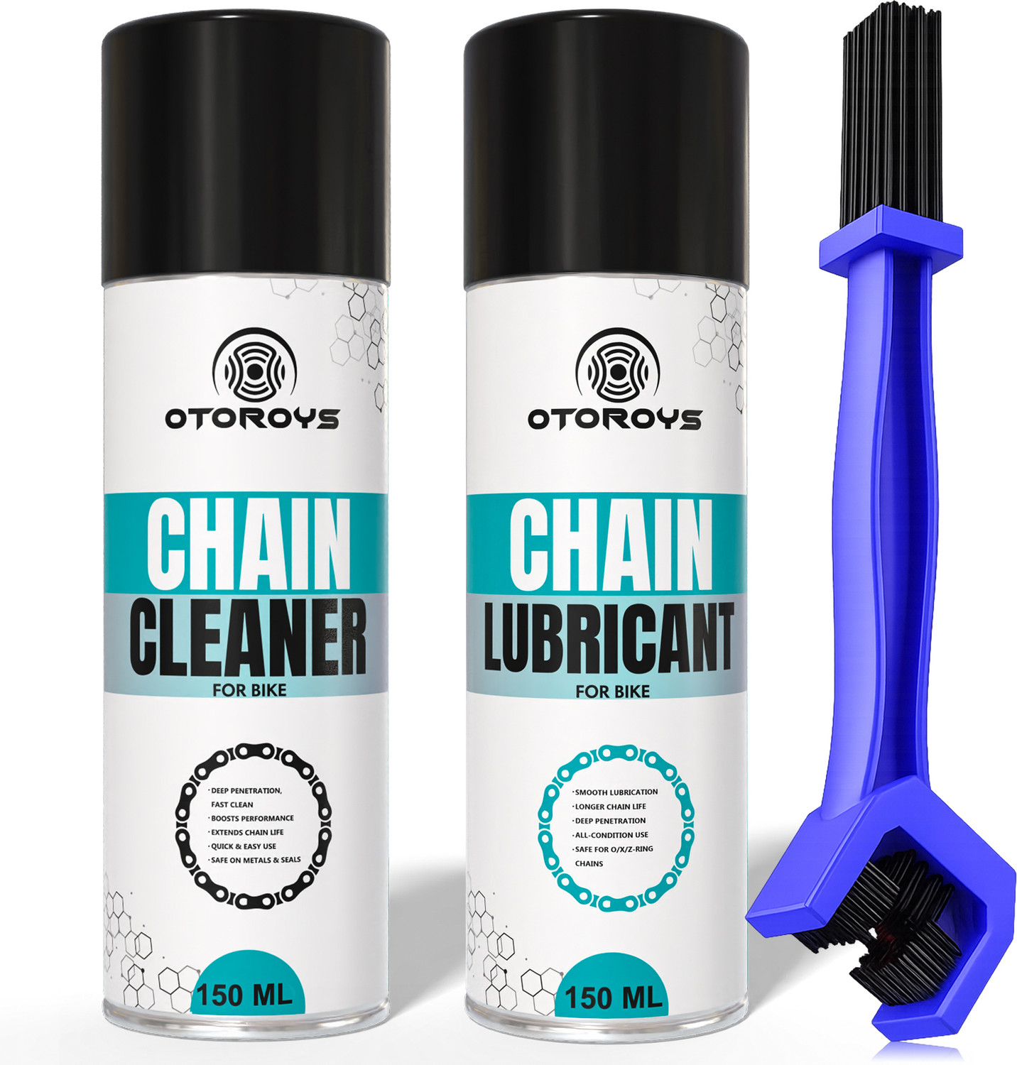 Image of Atoray Bike Chain Cleaner, Chain Lube Combo 300ml Pack with Cleaning Brush | Motorcycle Chain Protection Spray | Anti Rust Chain Care Kit for Bike and Bicycle Chain Oil