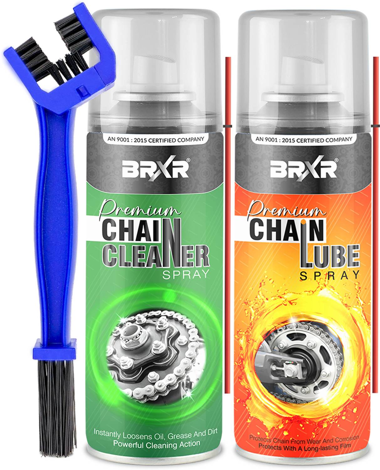 BRXR Bike Chain Cleaner and Lube Spray With Brush Combo For Smooth Ride Removes Dirt, Grease And Lubricate / Suitable For All Bikes | Increases Chain Performance Chain Oil