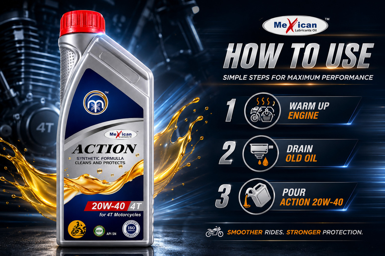 Image of Mexican mk active 01 MK Active 20W-40 4T Motorcycle Engine Oil High Performance Engine Oil