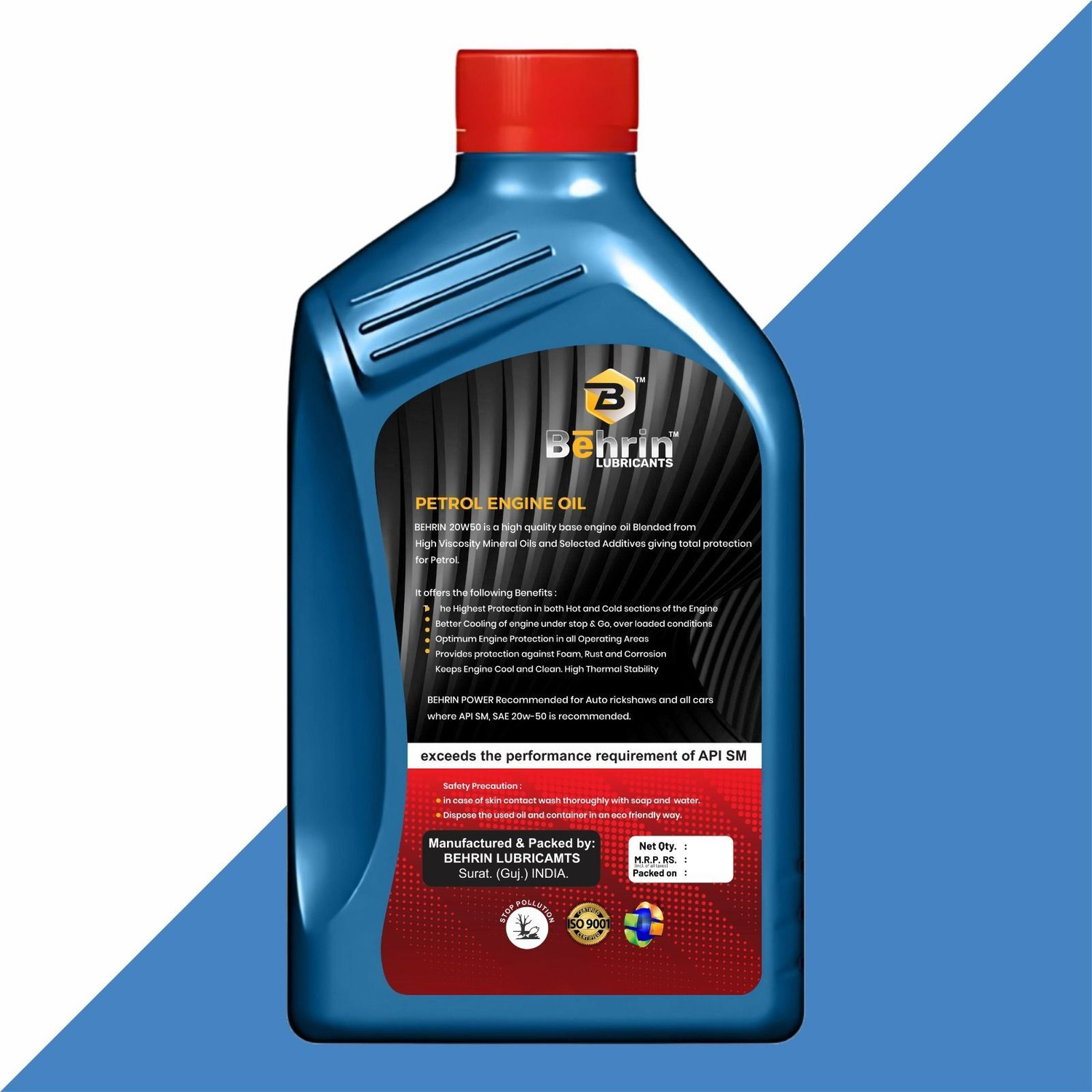 Image of behrin PREMIUM LUBRICANTA API-SN BS6 READY Synthetic Blend Engine PACK 1 GULT 20W 50 4T Synthetic Blend Engine Oil