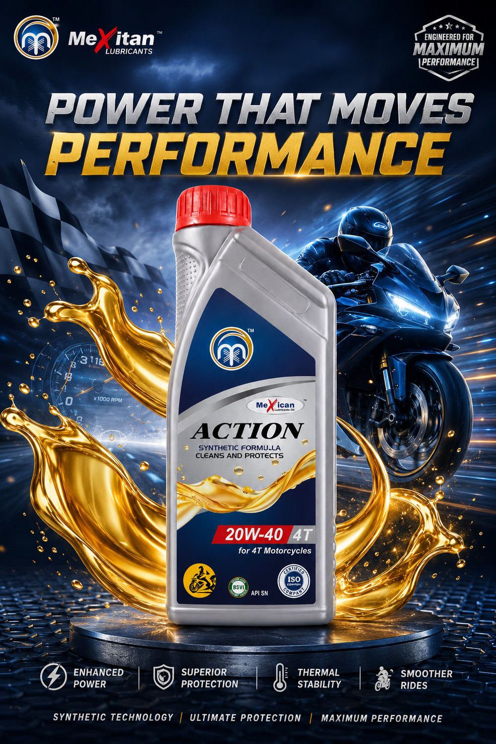 Image of Mexican mk active 01 MK Active 20W-40 4T Motorcycle Engine Oil High Performance Engine Oil