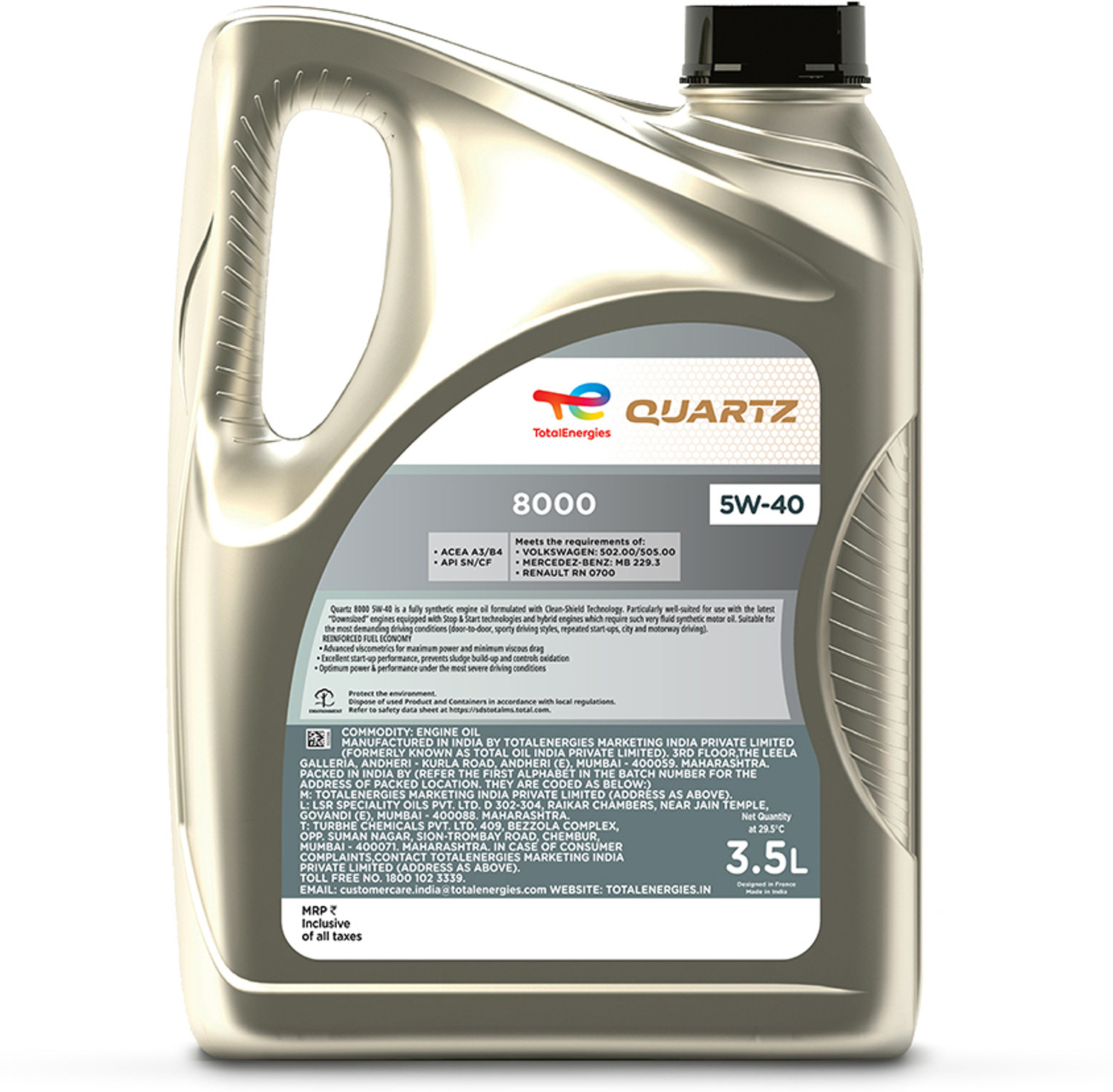 Image of Total Energies Quartz 8000 5W-40 Full-Synthetic Engine Oil