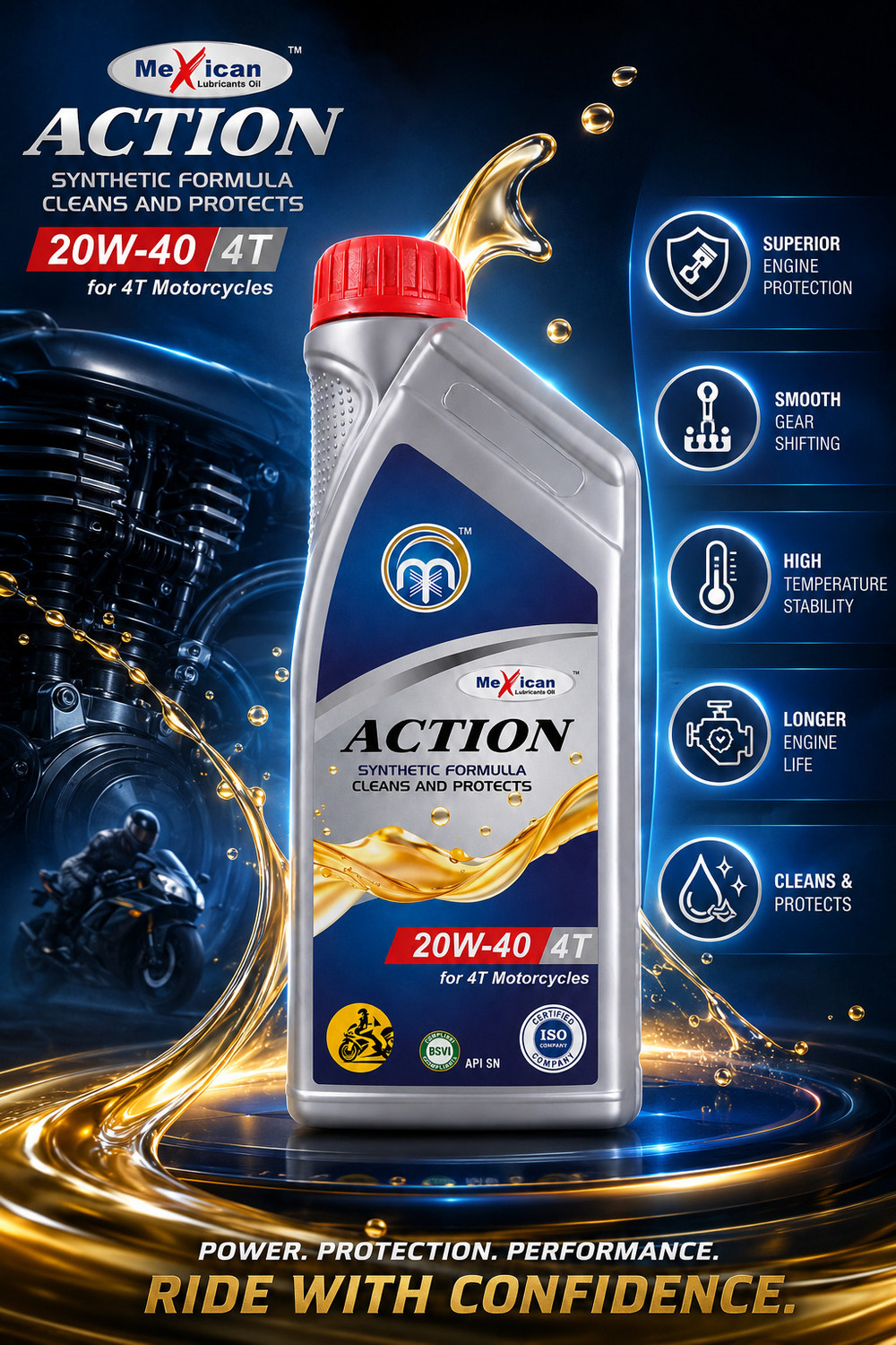 Image of Mexican mk active 01 MK Active 20W-40 4T Motorcycle Engine Oil High Performance Engine Oil