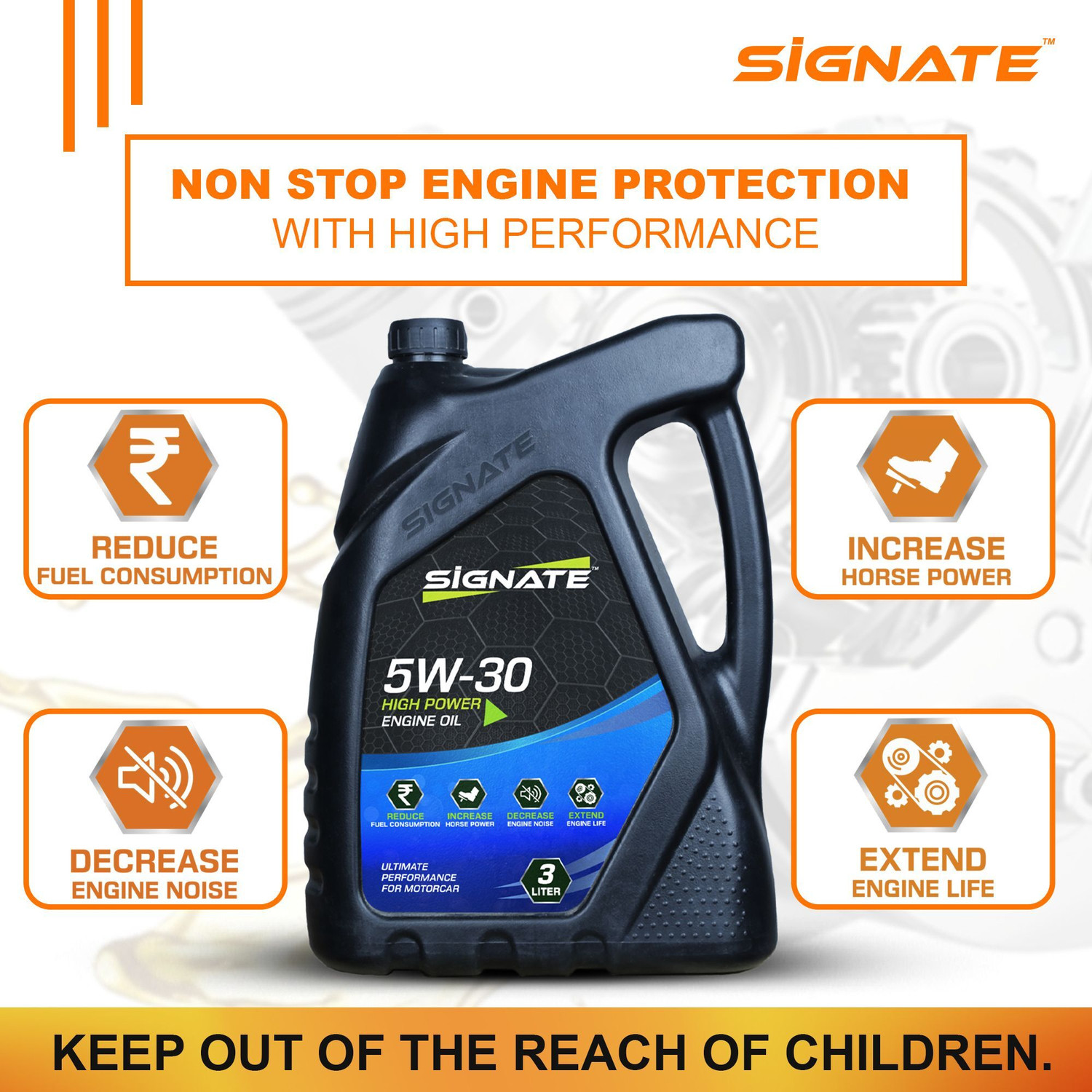 Image of Signate 5W30 Fully Synthetic Engine Oil for Petrol, Diesel & CNG Cars High Performance Engine Oil