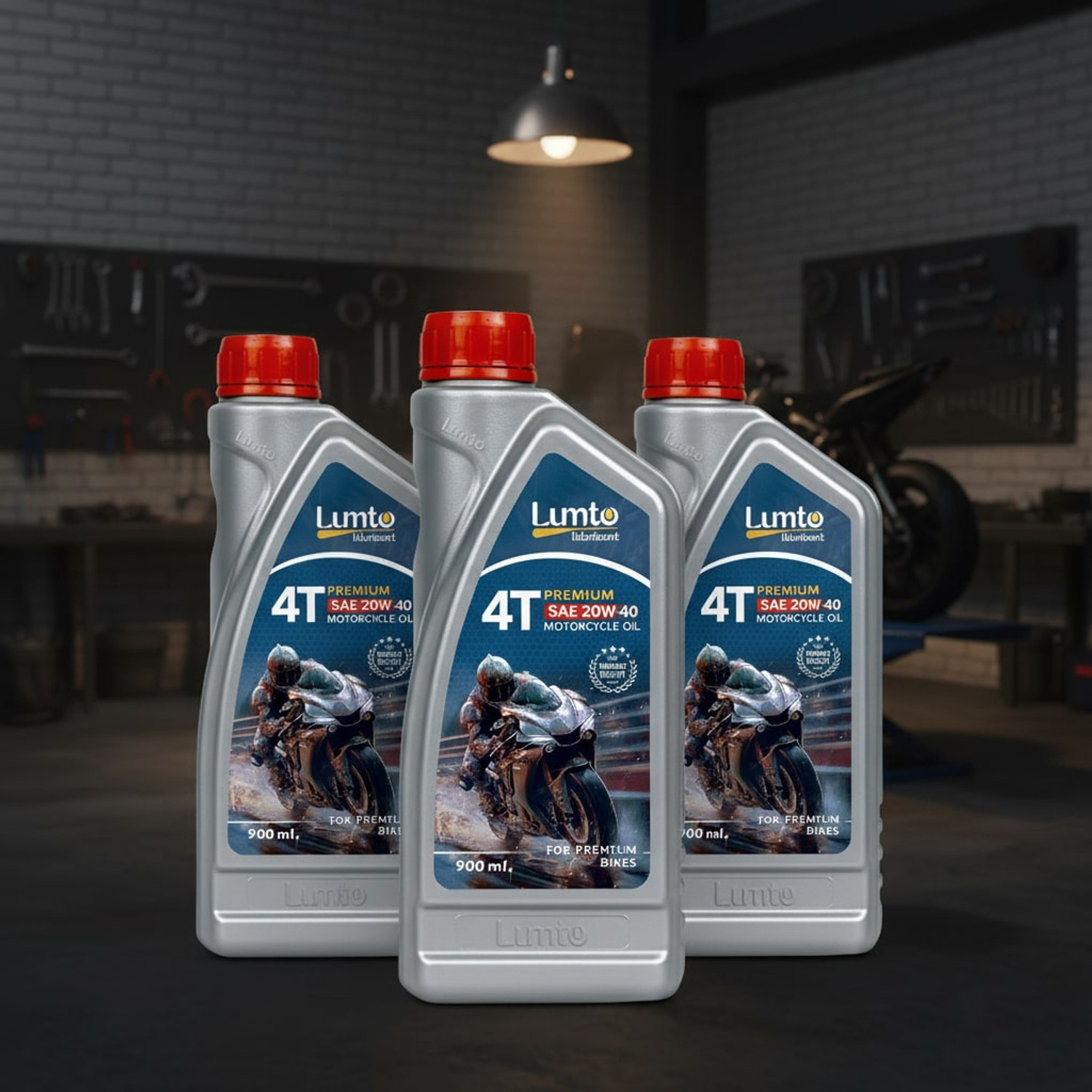 Image of LUMTO 4T PREMIUM 20W40 900ml P4 for Bike Petrol Engine Oil for Four Stroke Bike P4 High Performance Engine Oil