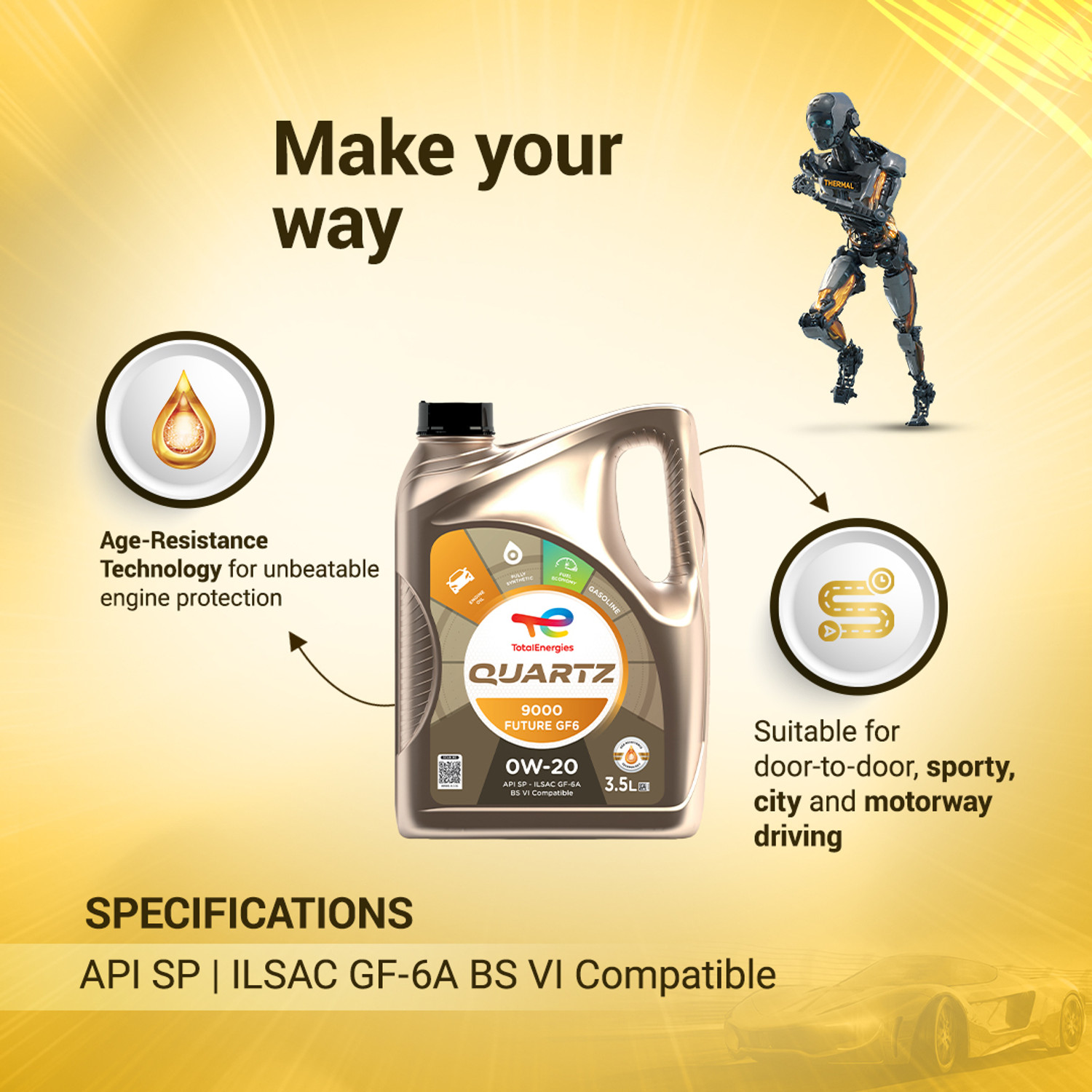 Image of Total Energies Quartz 9000 0W-20 Full-Synthetic Engine Oil