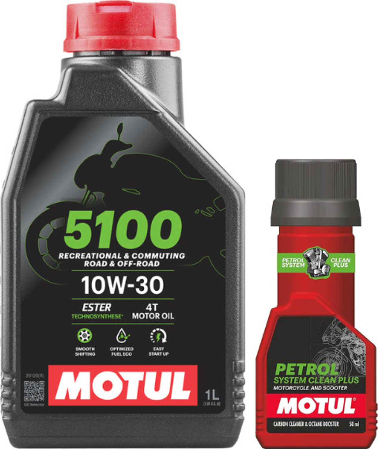 Image of MOTUL 5100 4T 10W30 Engine Oil 1-L For Bike With Petrol System Clean 50ml Combo 10W30 Full-Synthetic Engine Oil
