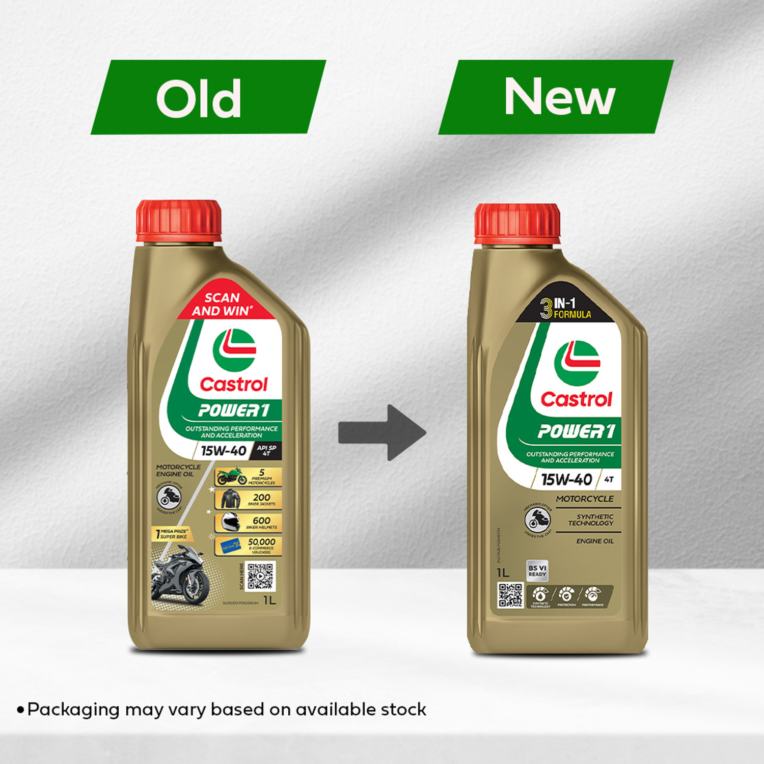 Image of Castrol 4T 15W-40 (1 Litre) POWER1 4T Engine Oil for Bikes with 3in1 Technology BS VI Ready Full-Synthetic Engine Oil