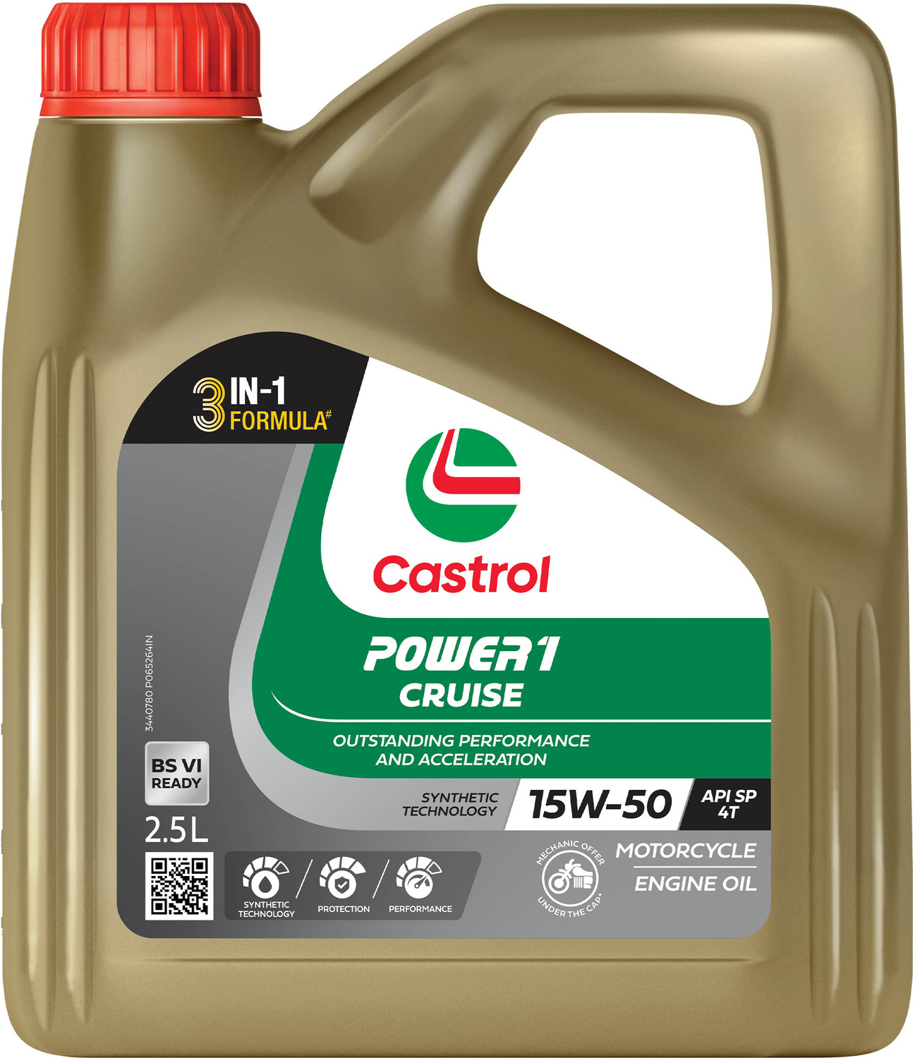 Image of Castrol POWER1 CRUISE 15W-50 4T Engine Oil for High Performance Bikes|3-in-1 Synthetic Technology|BS VI Ready Full-Synthetic Engine Oil