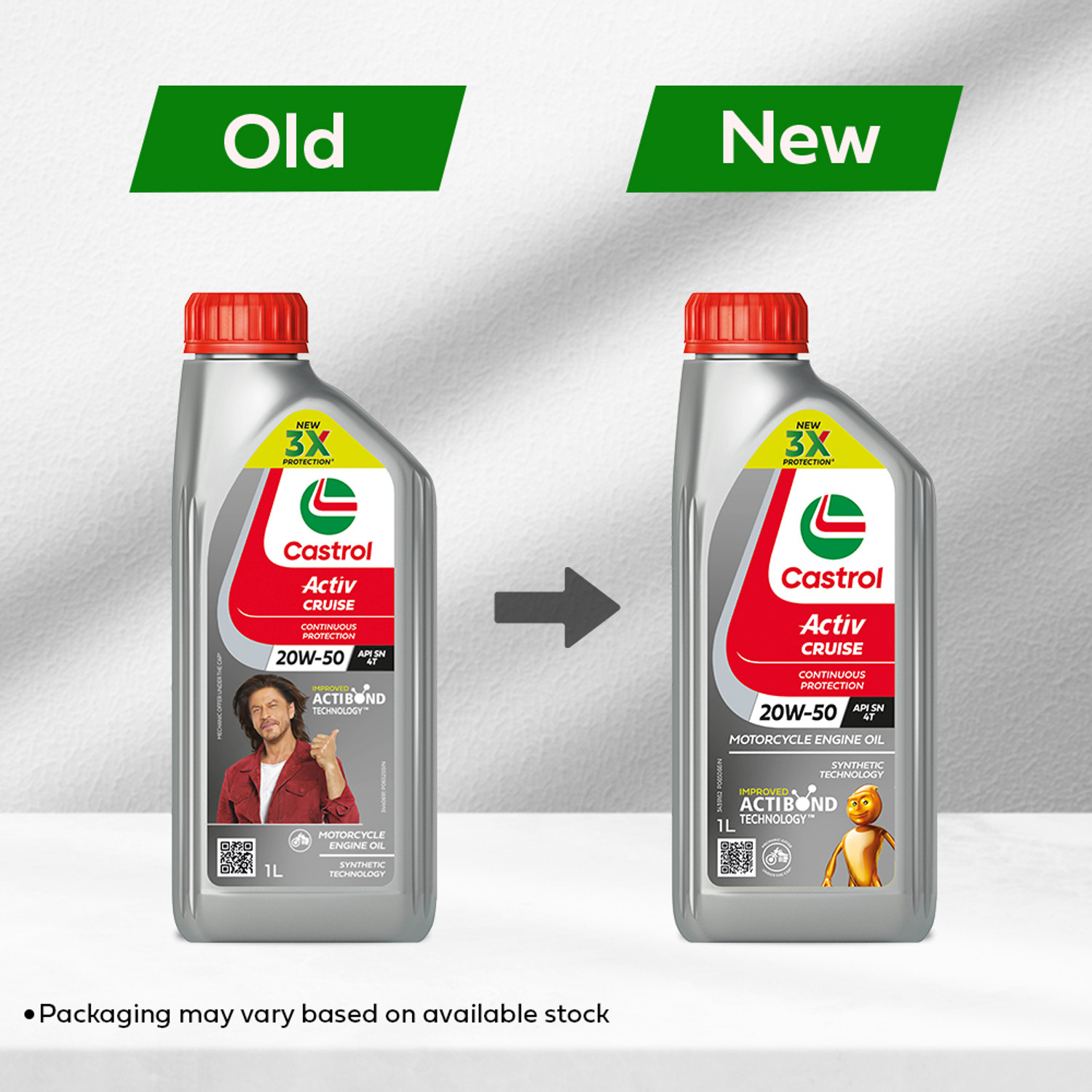 Image of Castrol Activ CRUISE 20W-50 4T for Bajaj Bikes 3X Protection with Actibond Technology for Bikes|API SN & JASO MA2 Synthetic Blend Engine Oil