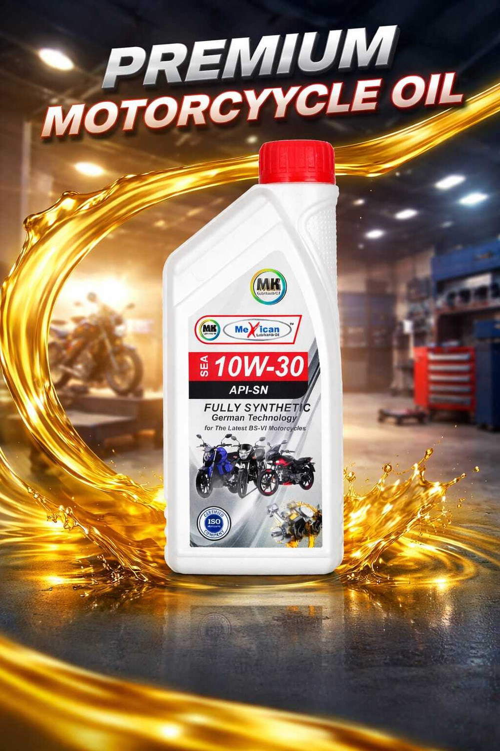 Image of Mexican MEX SAE 10W-30 API-SN FULLY SYNTHETIC ENGINE OIL BS-VI BBD Full-Synthetic Engine Oil (1000 ml)