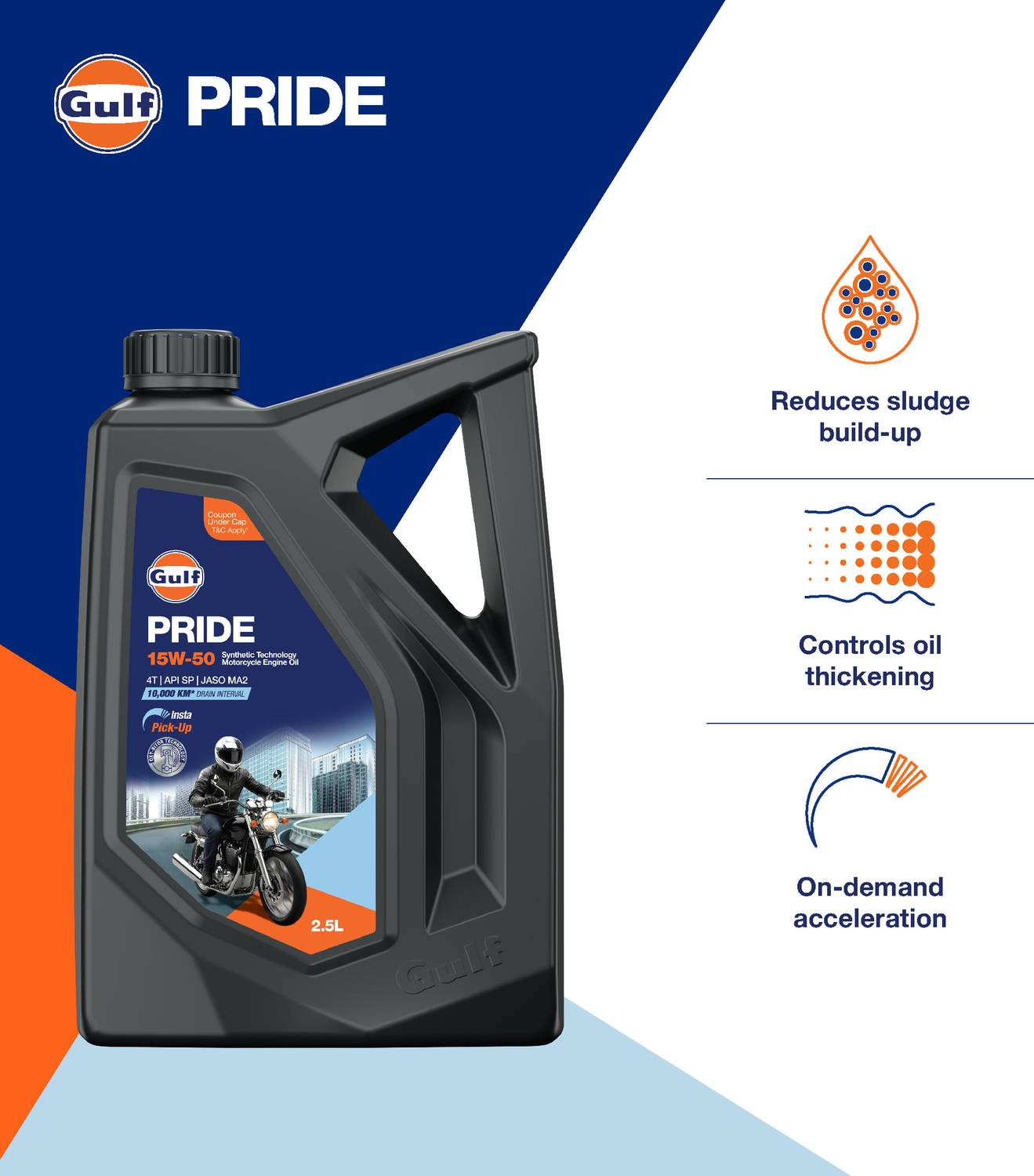 Gulf PRIDE 15W-50 4T 1L Engine Oil - Image 5