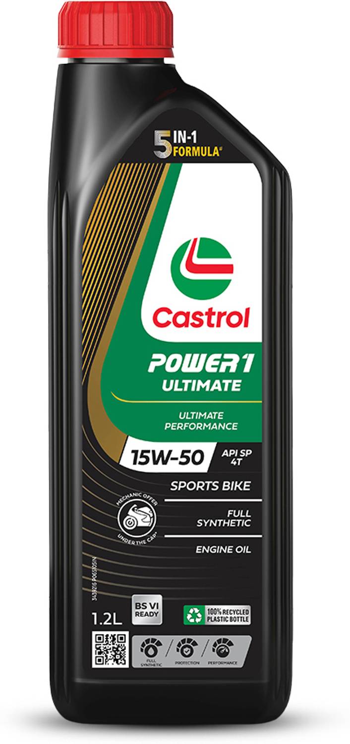 Castrol POWER1 ULTIMATE 15W-50 4T 5-in-1 Full Synthetic Technology | For High-Performance Bikes | BS6 Ready Full-Synthetic Engine Oil