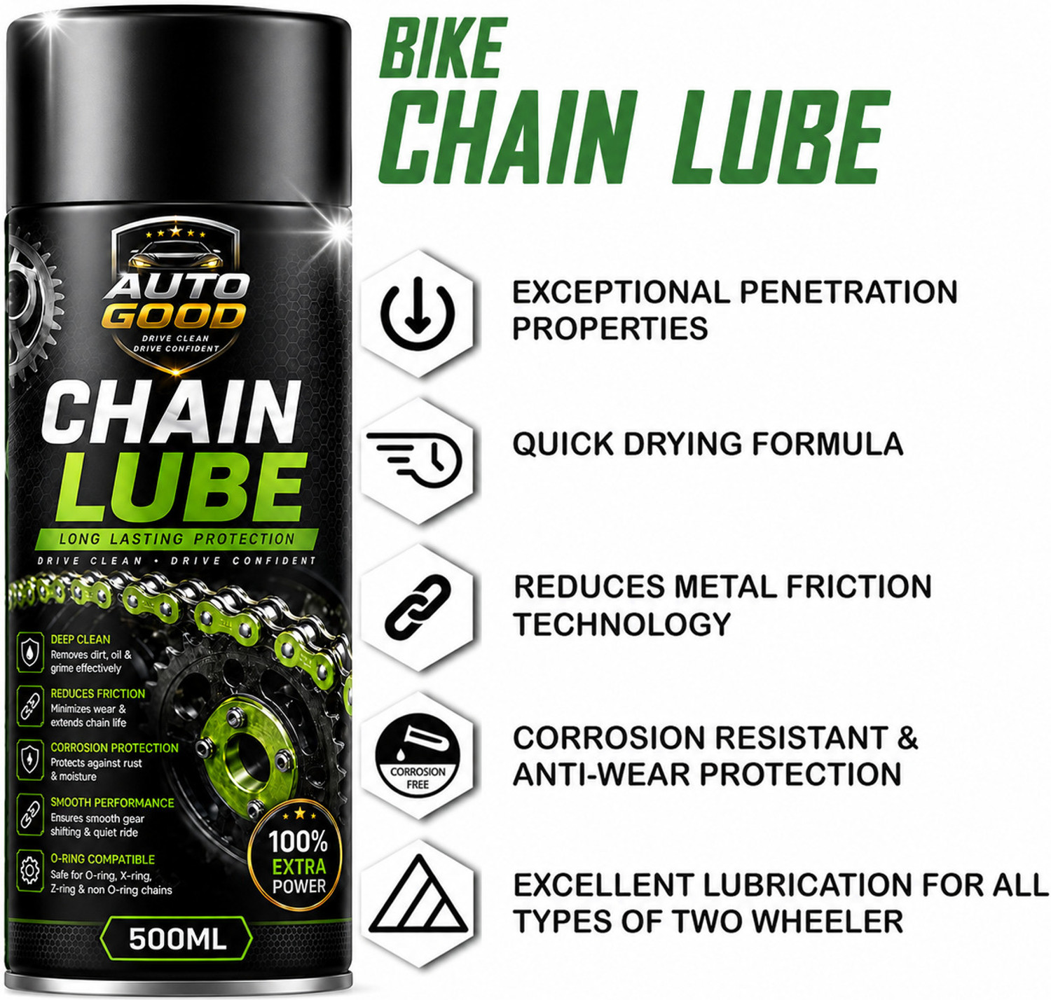 Image of Auto good 1 Chain Cleaner, 1 Chain Lube, 1 Chain Cleaning Brush Combo