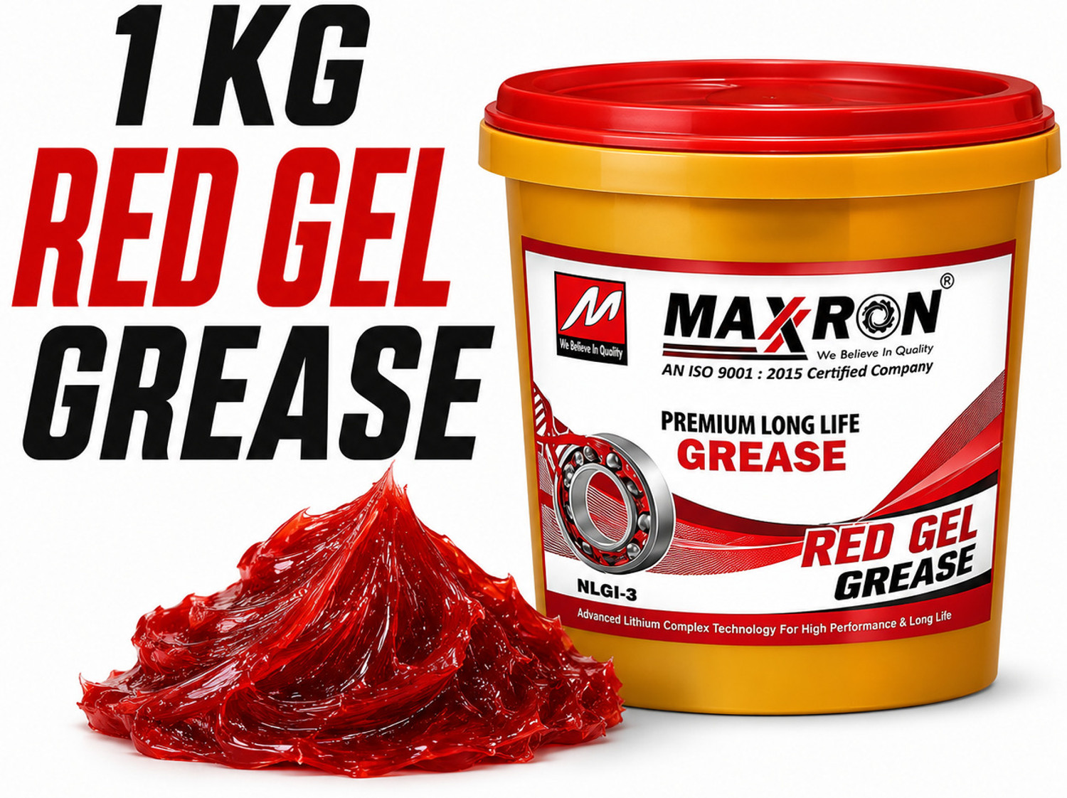 Image of maxxron RED 1kg Premium Red Gel Grease (NLGI-3) - 1 KG Pack Gear Oil