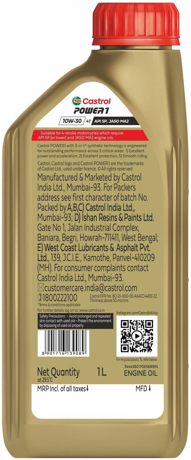 Castrol POWER1 10W-30 4T Engine Oil for High Performance Bikes - Image 2