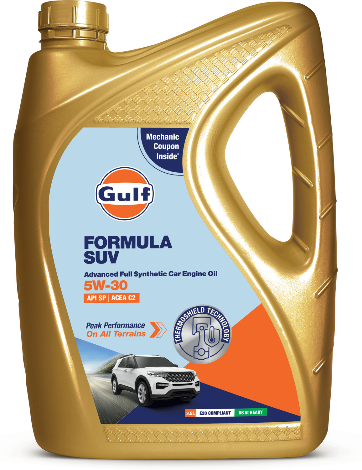 Image of Gulf FORMULA SUV 5W-30 API SP, ACEA C2 | Modern Petrol, Diesel, E20, CNG SUVs | 4 Wheeler Car Advanced Full-Synthetic Engine Oil