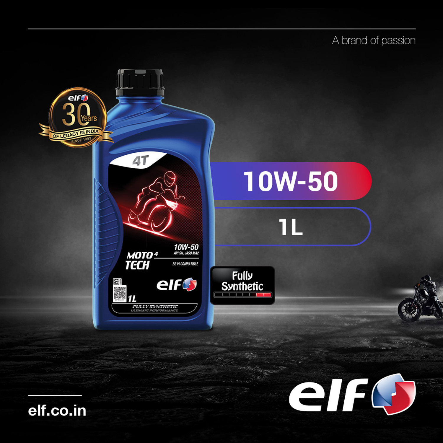 Image of Elf Tech 10W-50 Full-Synthetic Engine Oil (1 L)