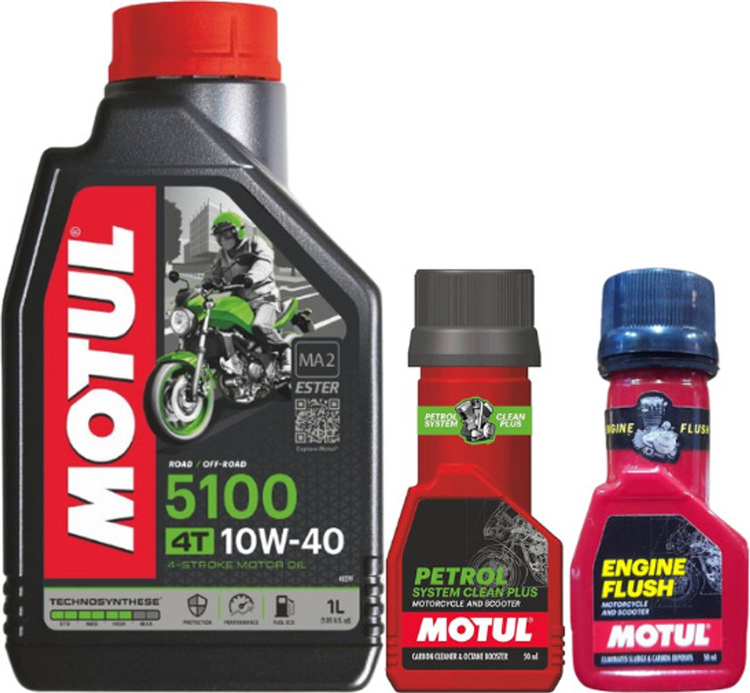 MOTUL 5100 4T 10W40 Engine Oil 1L Combo - Image 1