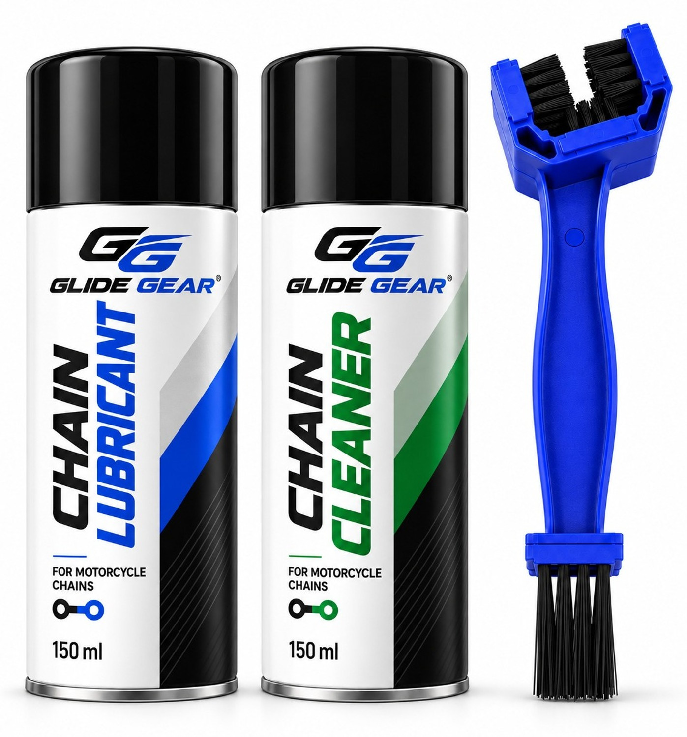Image of Glide Gear Professional Bike Chain Cleaner And Lubricant Combo For Daily Maintenance High Performance Motorcycle Chain Care Combo With Cleaner Lubricant Chain Oil (300 ml, Pack of 3)