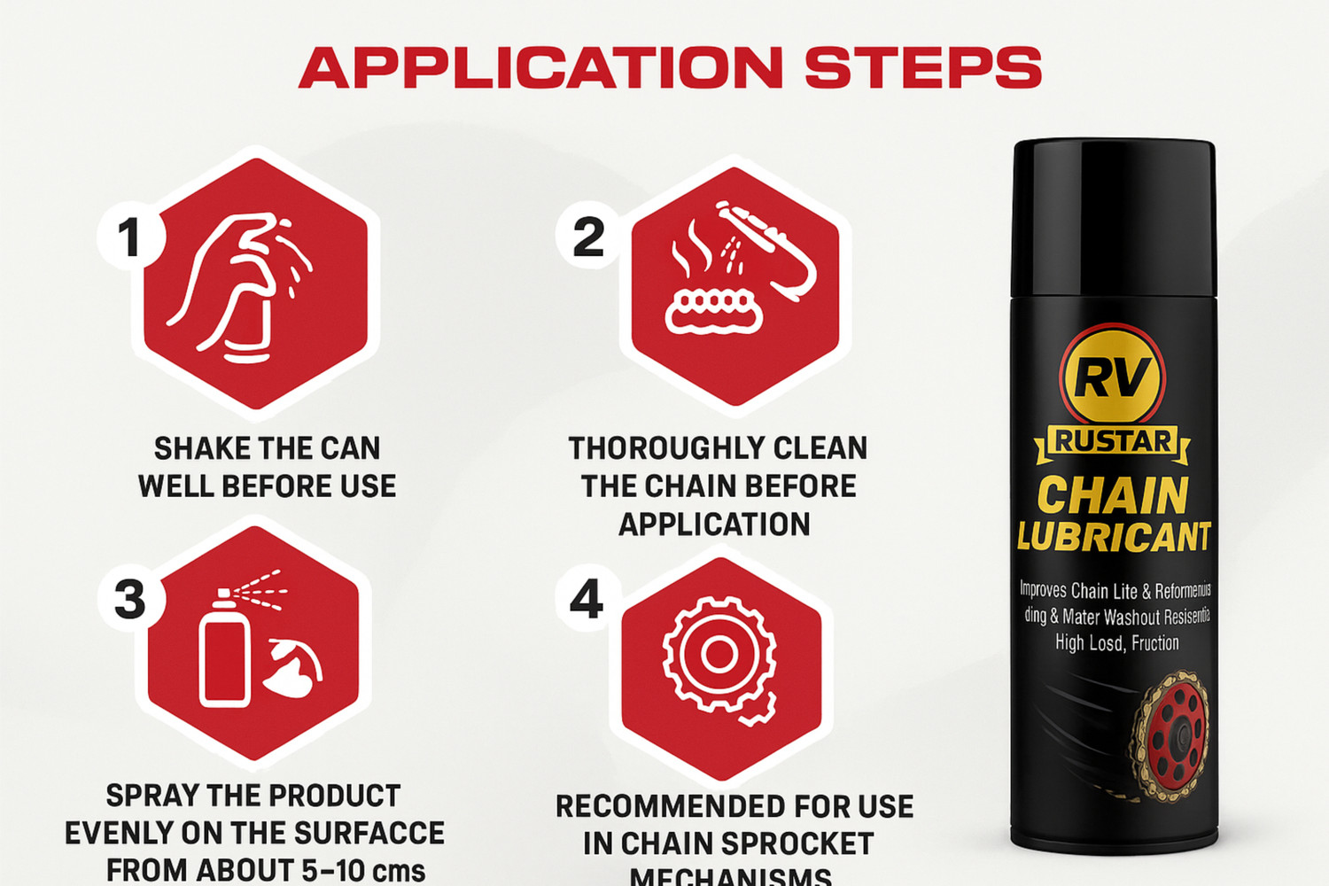 Image of RVRustar Combo of Chain Cleaner+ Chain Lube+ Car & Bike Polish with Chain Brush Chain Maintenance kit Chain Oil