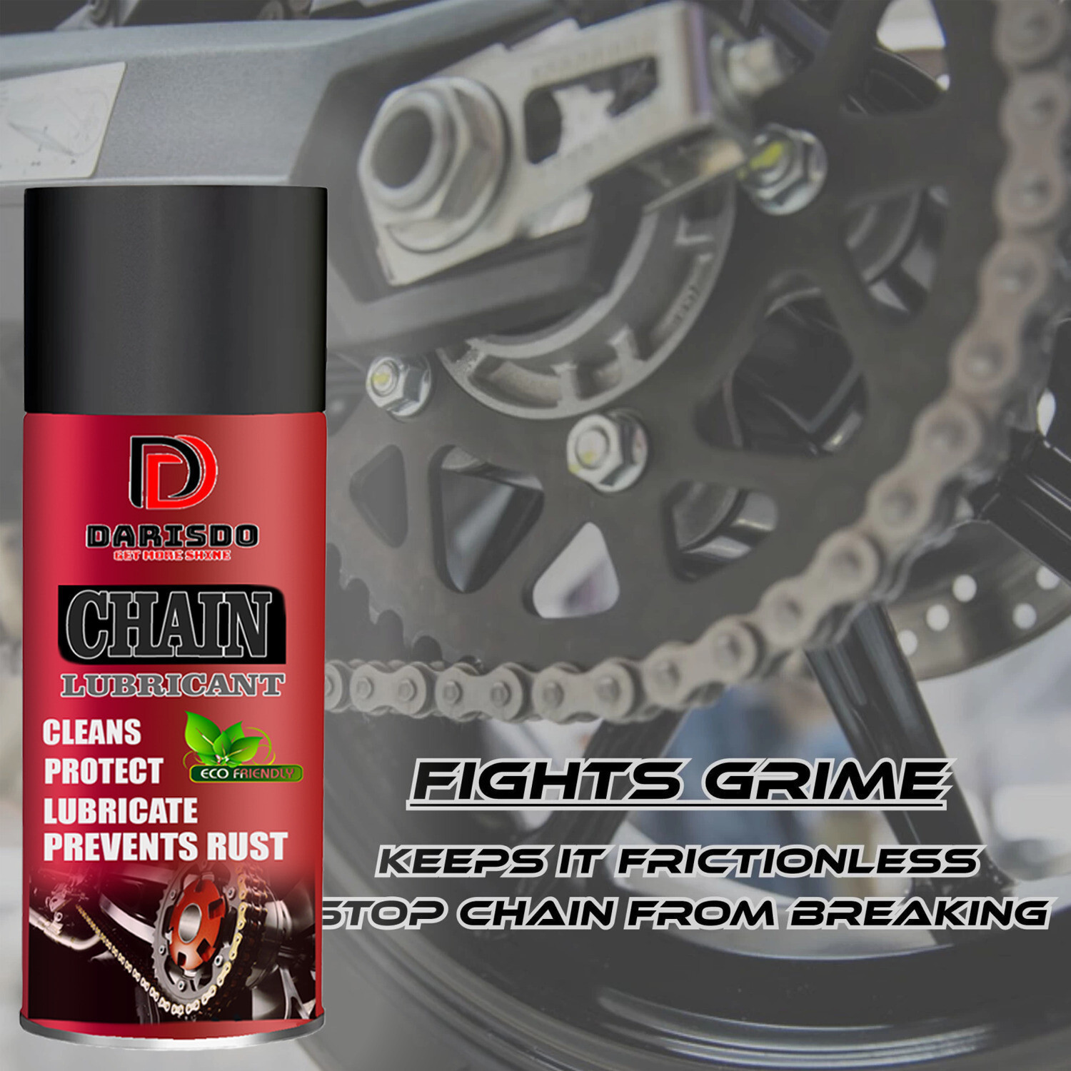 Image of Darisdo Chain Lubricant Fight Grime Chain Clean Chain Lube With Brush Good Quality 500ml (Pack of 1) Chain Oil