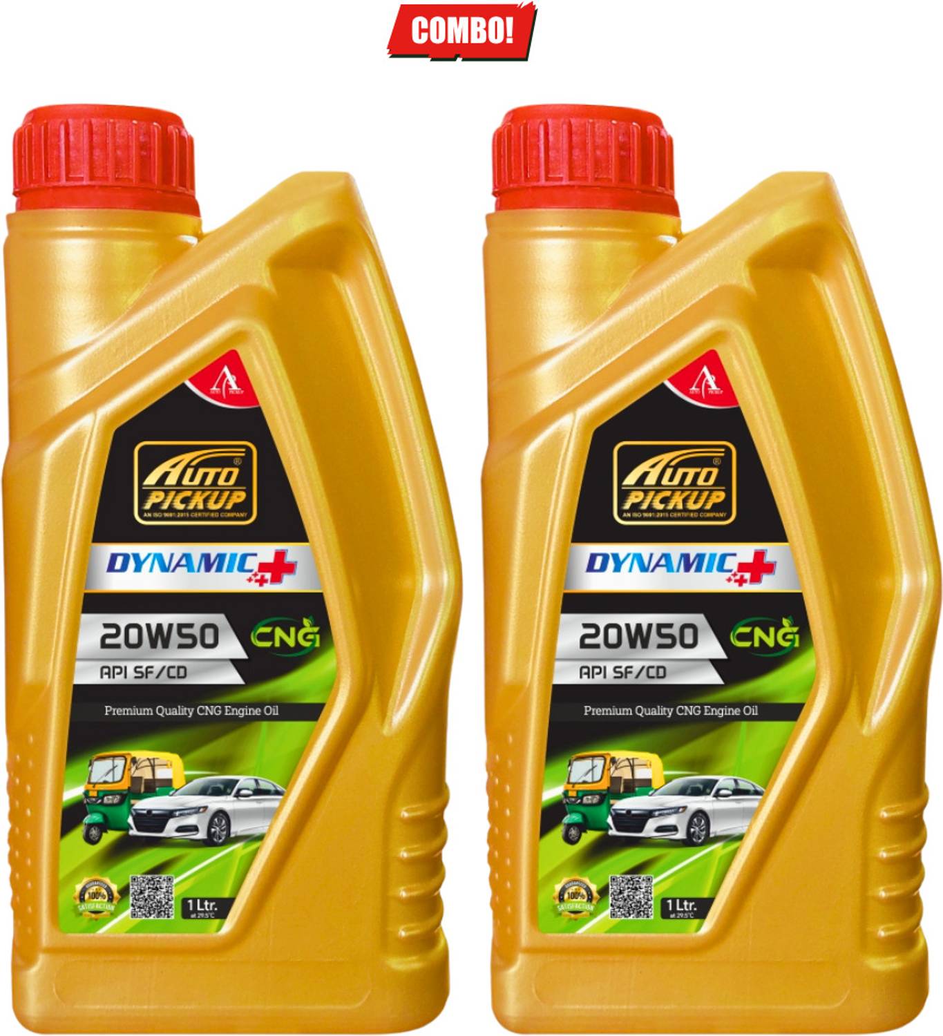 AUTO PICKUP Premium Quality 1+1 Combo Of 2 Dynamic Plus 20W50 API SF/CD CNG Engine Oil & High-Mileage Engine Oil