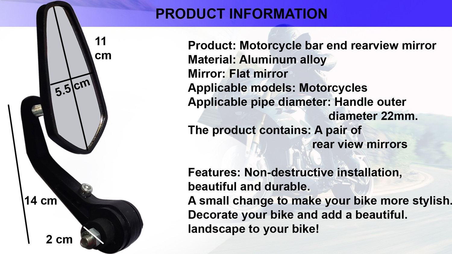 Image of Pious Manual Rear View Mirror For Universal For Bike Universal For Bike