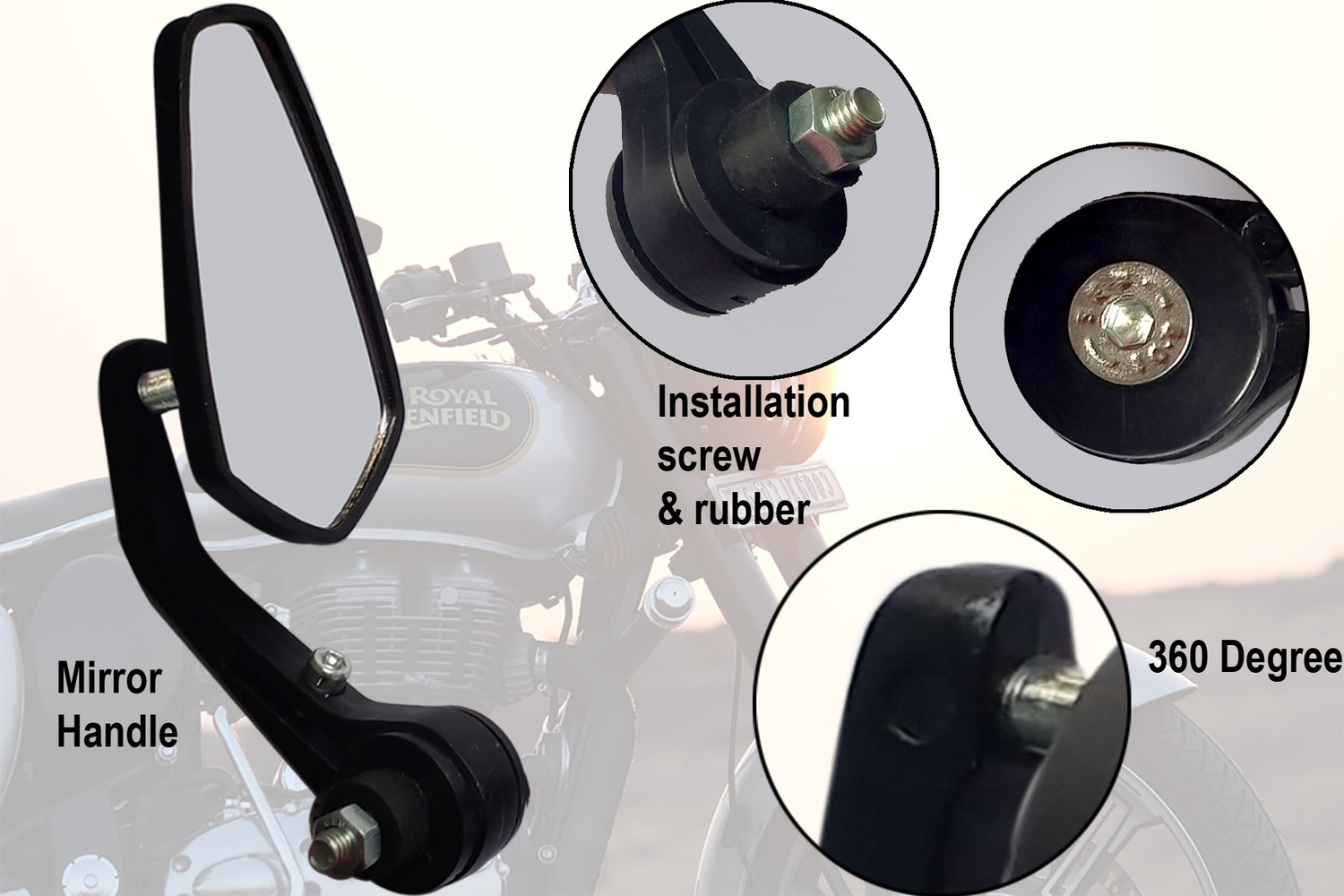 Image of Pious Manual Rear View Mirror For Universal For Bike Universal For Bike