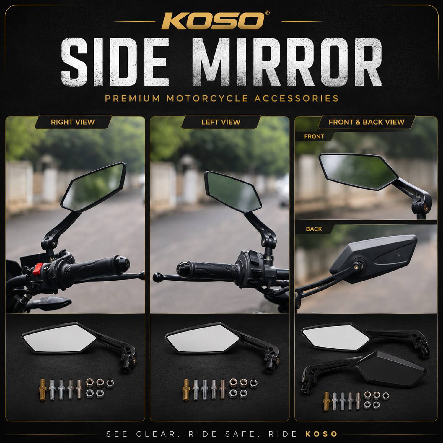 GEAR WINGS Manual Rear View Mirror - Image 3