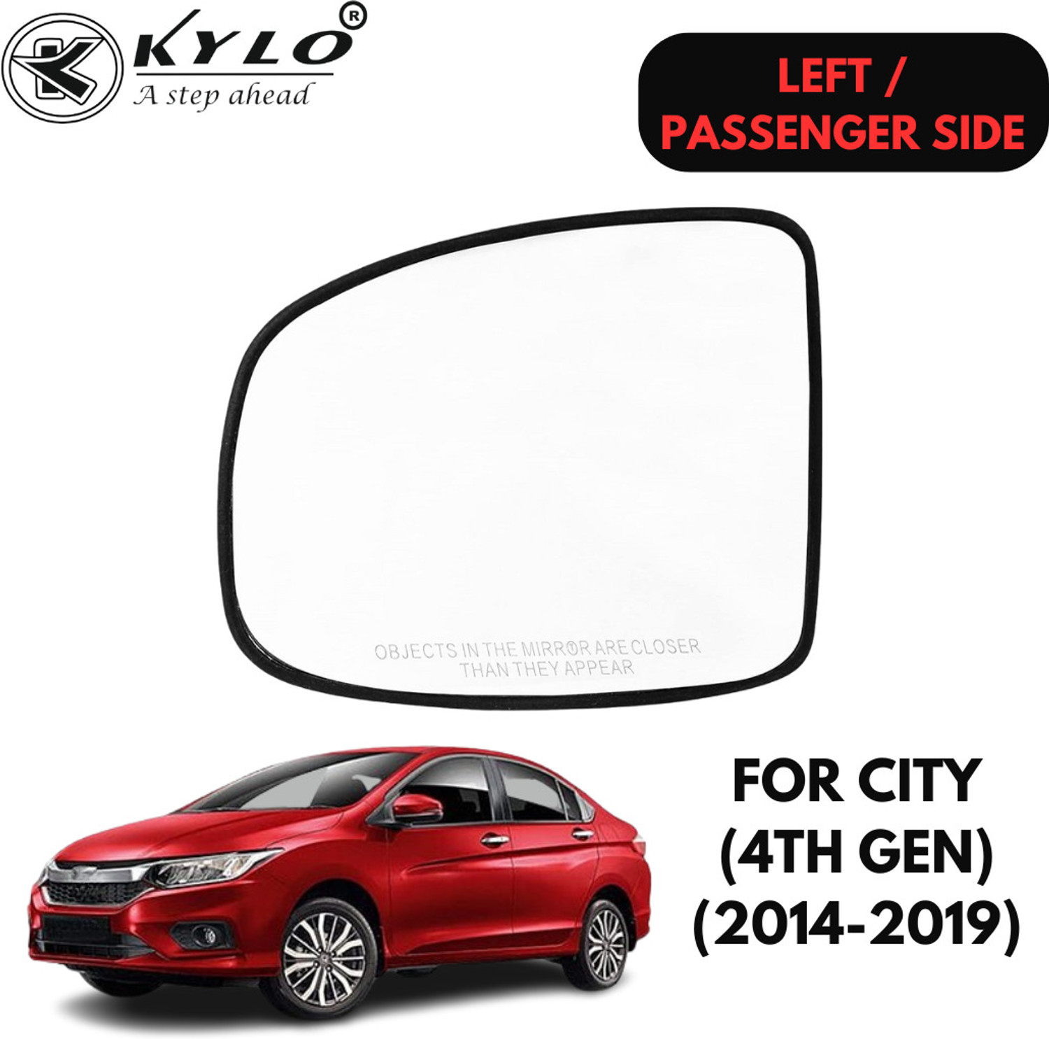 Image of KYLO Manual Passenger Side, Rear View Mirror For Honda City (Exterior, Left)