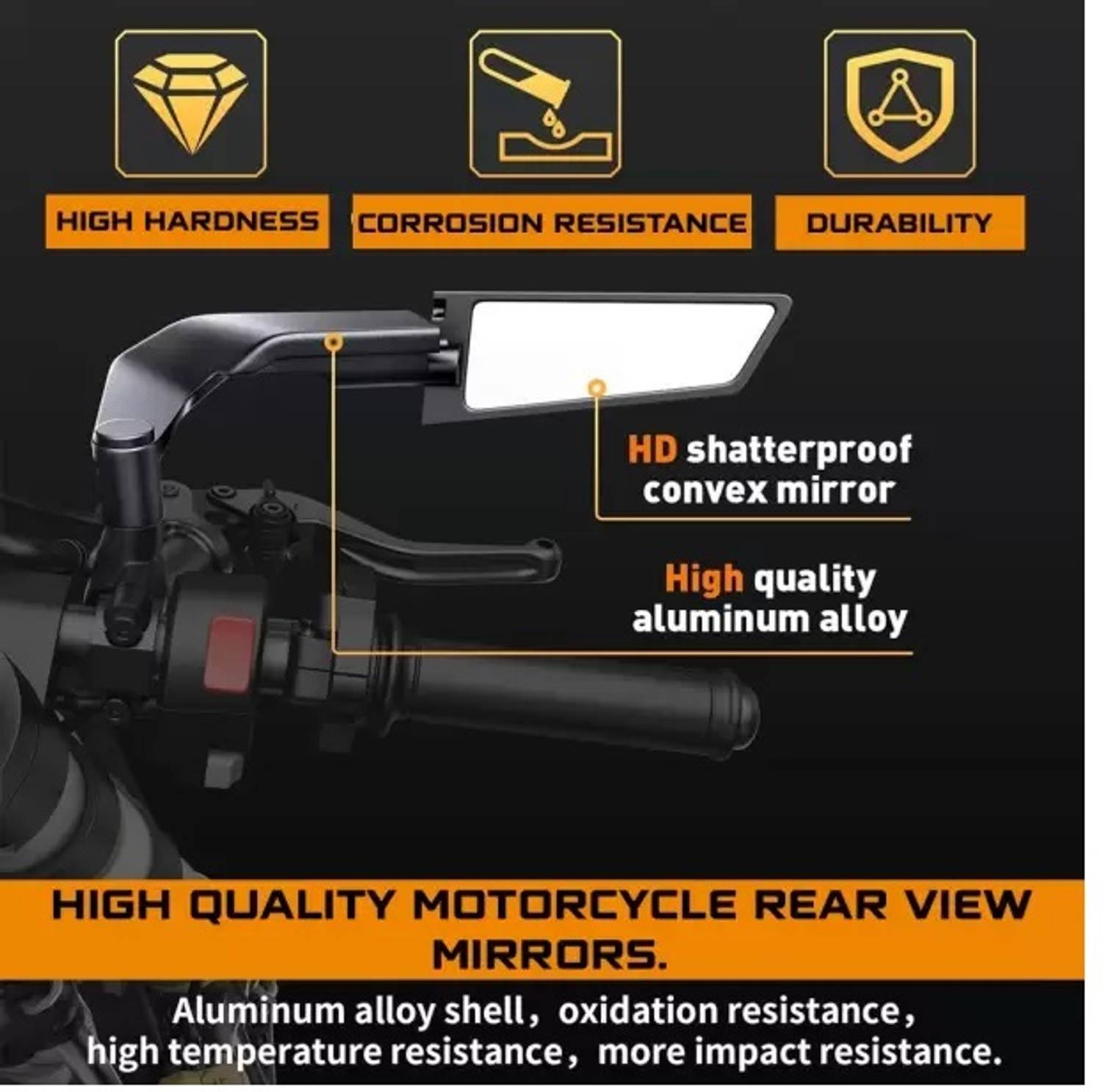 SRPHERE Manual Rear View Mirror for Yamaha, KTM, Honda, TVS, - Image 4