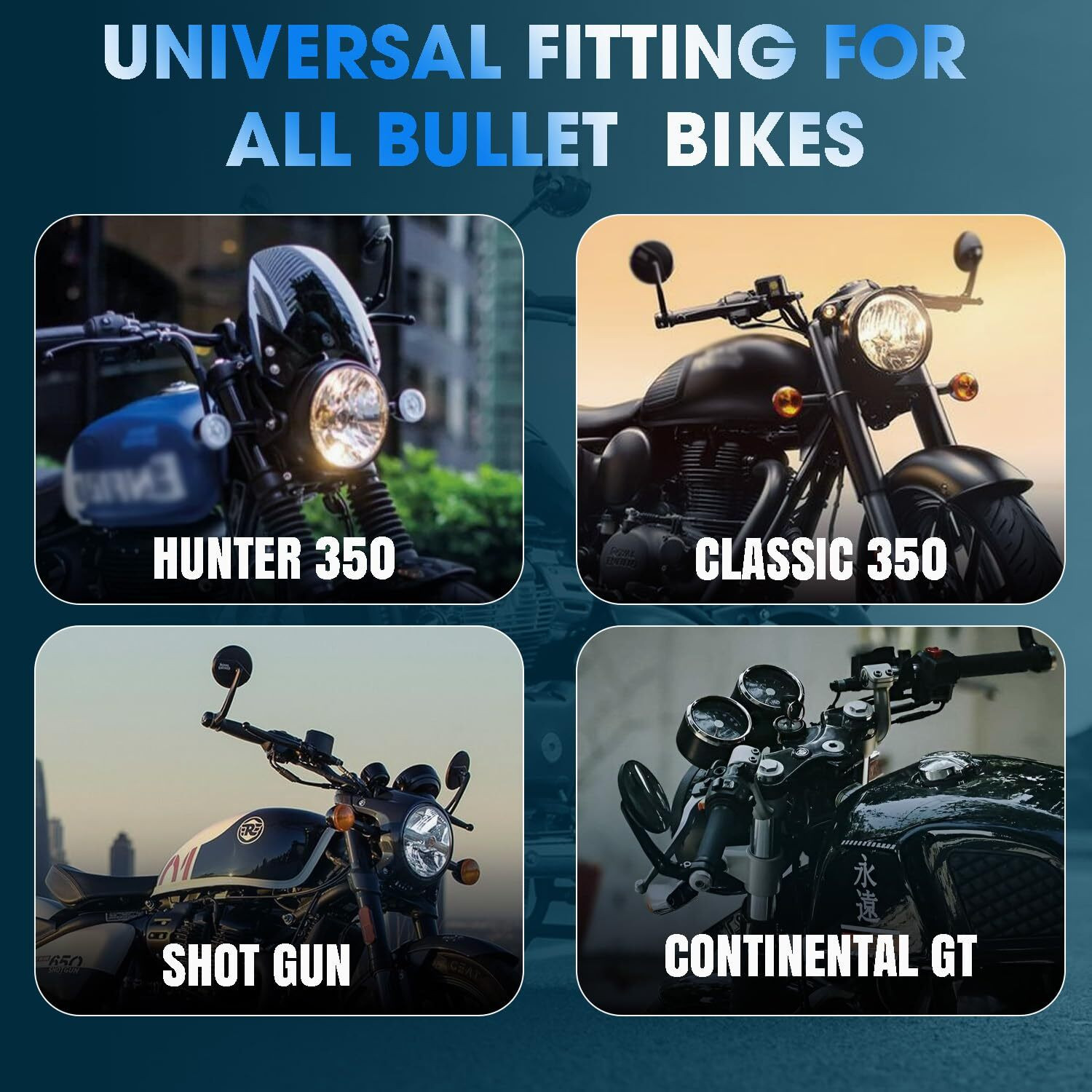 Image of Hisa Enterprises Manual Rear View Mirror For Royal Enfield Hunter 350, Shotgun 650, Classic 350, Continental GT 650