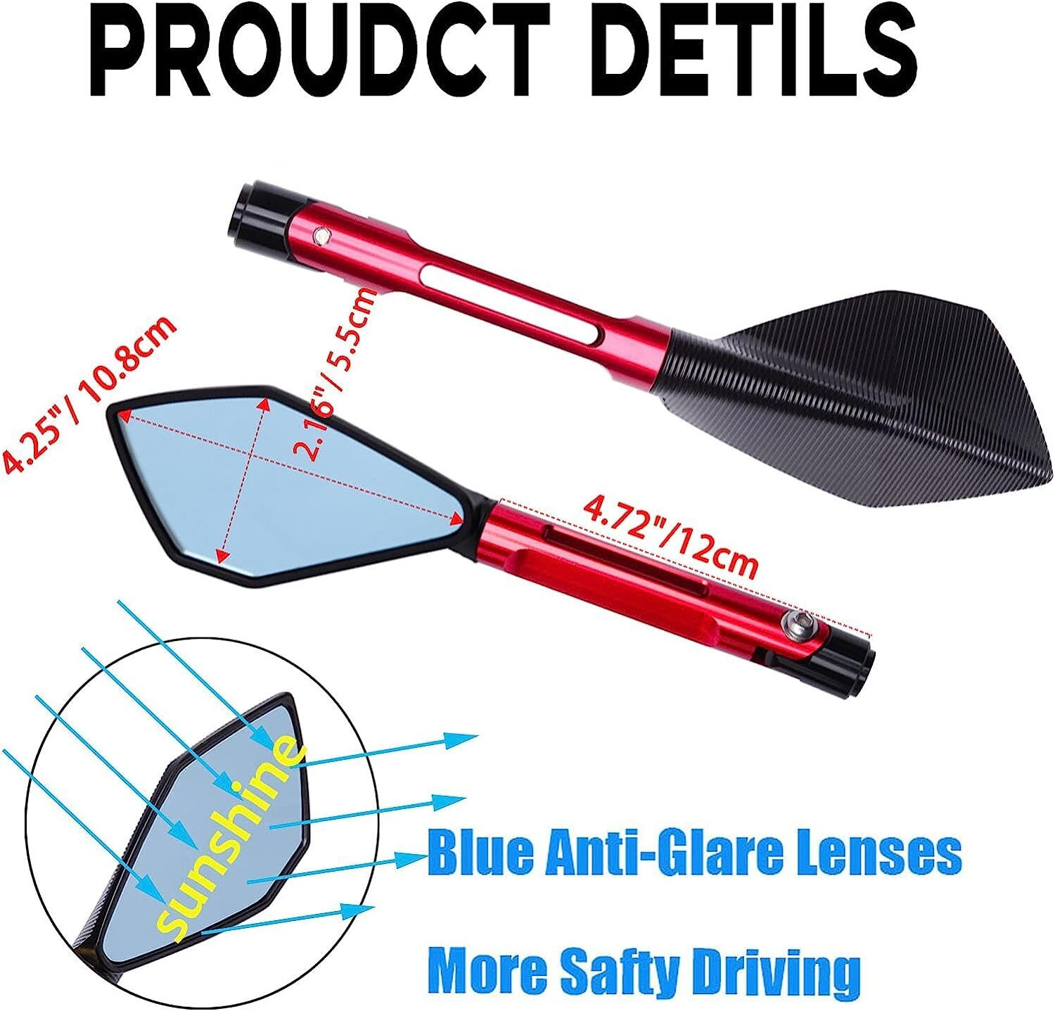 Image of Vagary Manual Rear View Mirror For Universal For Bike Appache RTR 160, Appache RTR 180