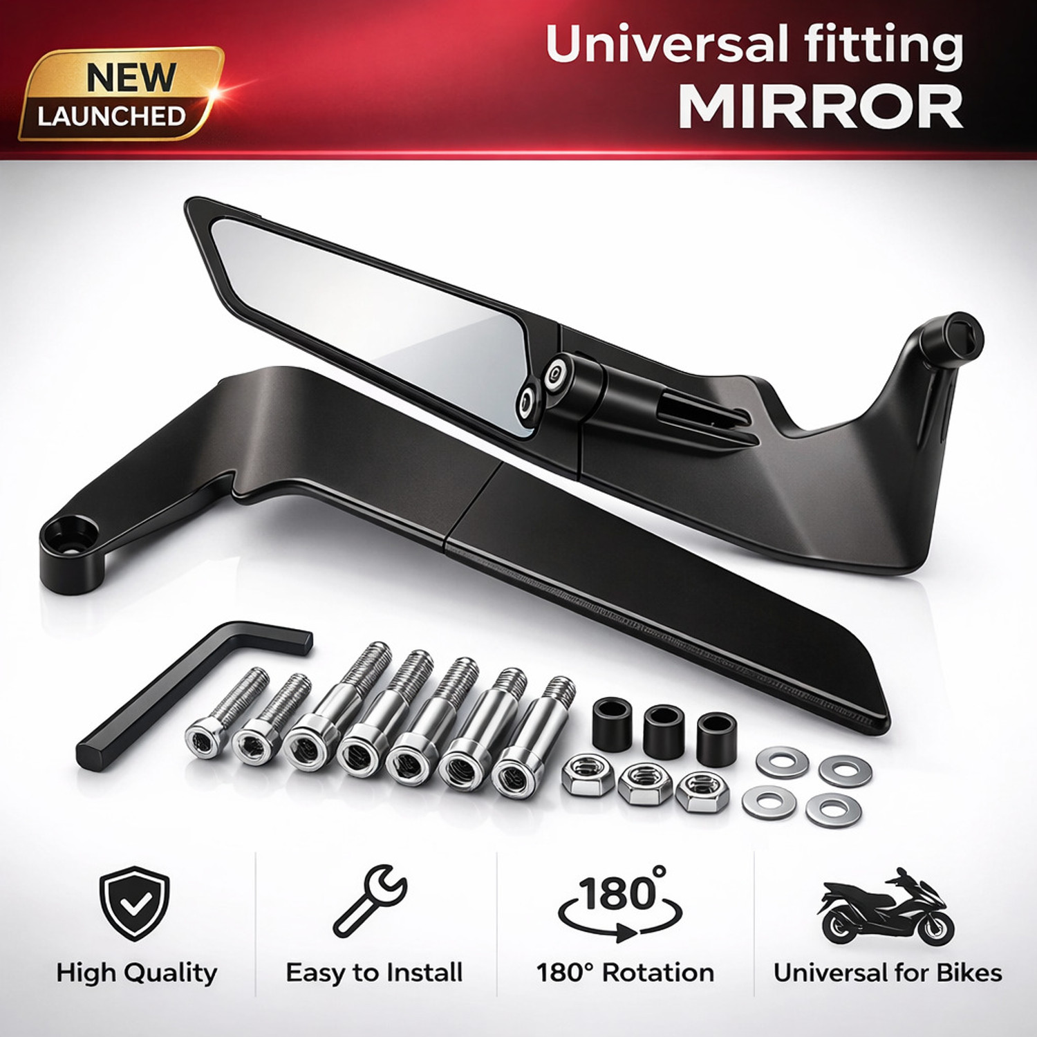 Image of FATHER AUTO Manual Dual Mirror For Bajaj, Hero, Honda, KTM, Royal Enfield, Suzuki Universal For Bike