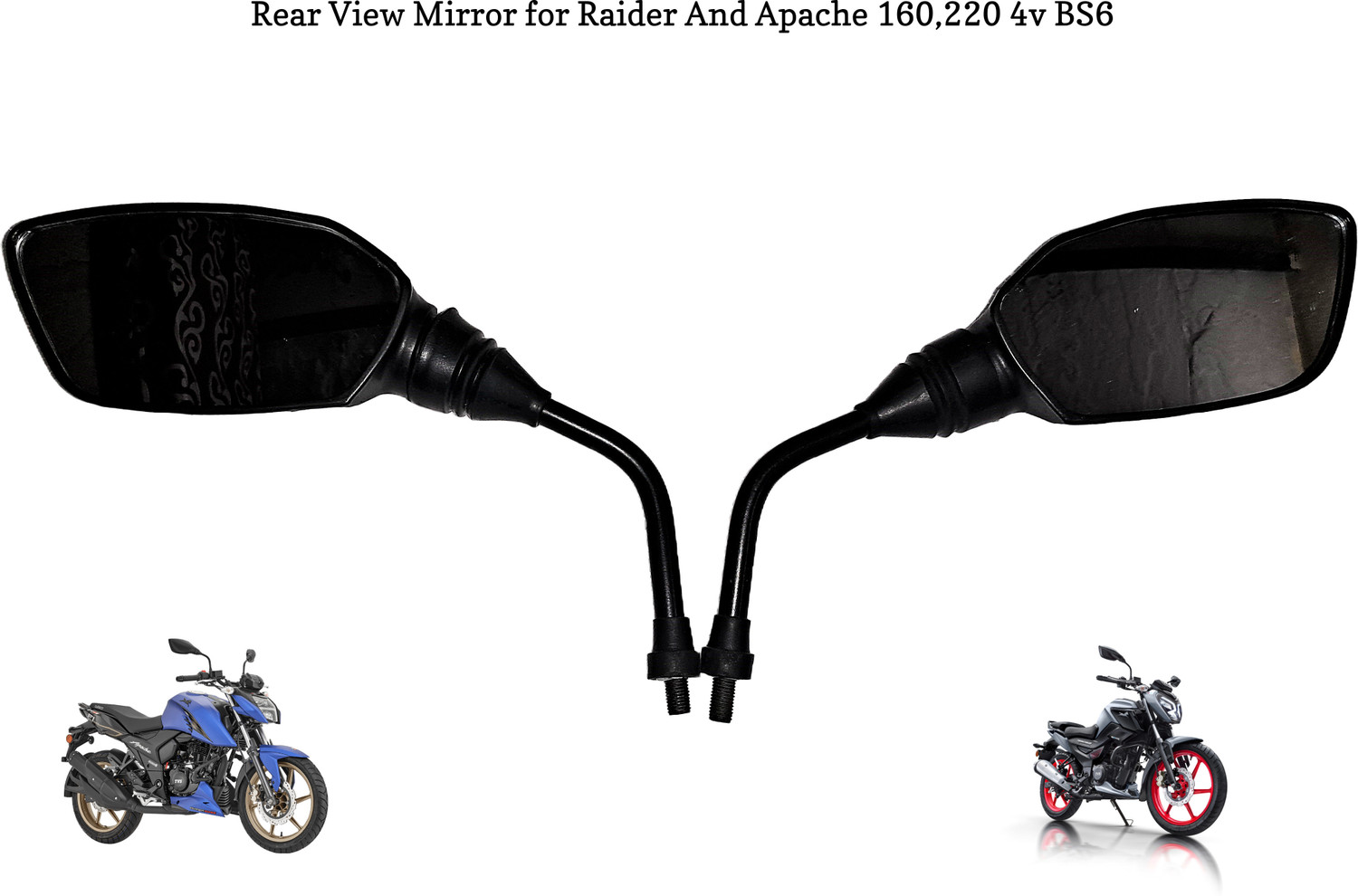 Image of VKHAS Manual Dual Mirror, Rear View Mirror For TVS Appache RTR 160, Appache RTR 180