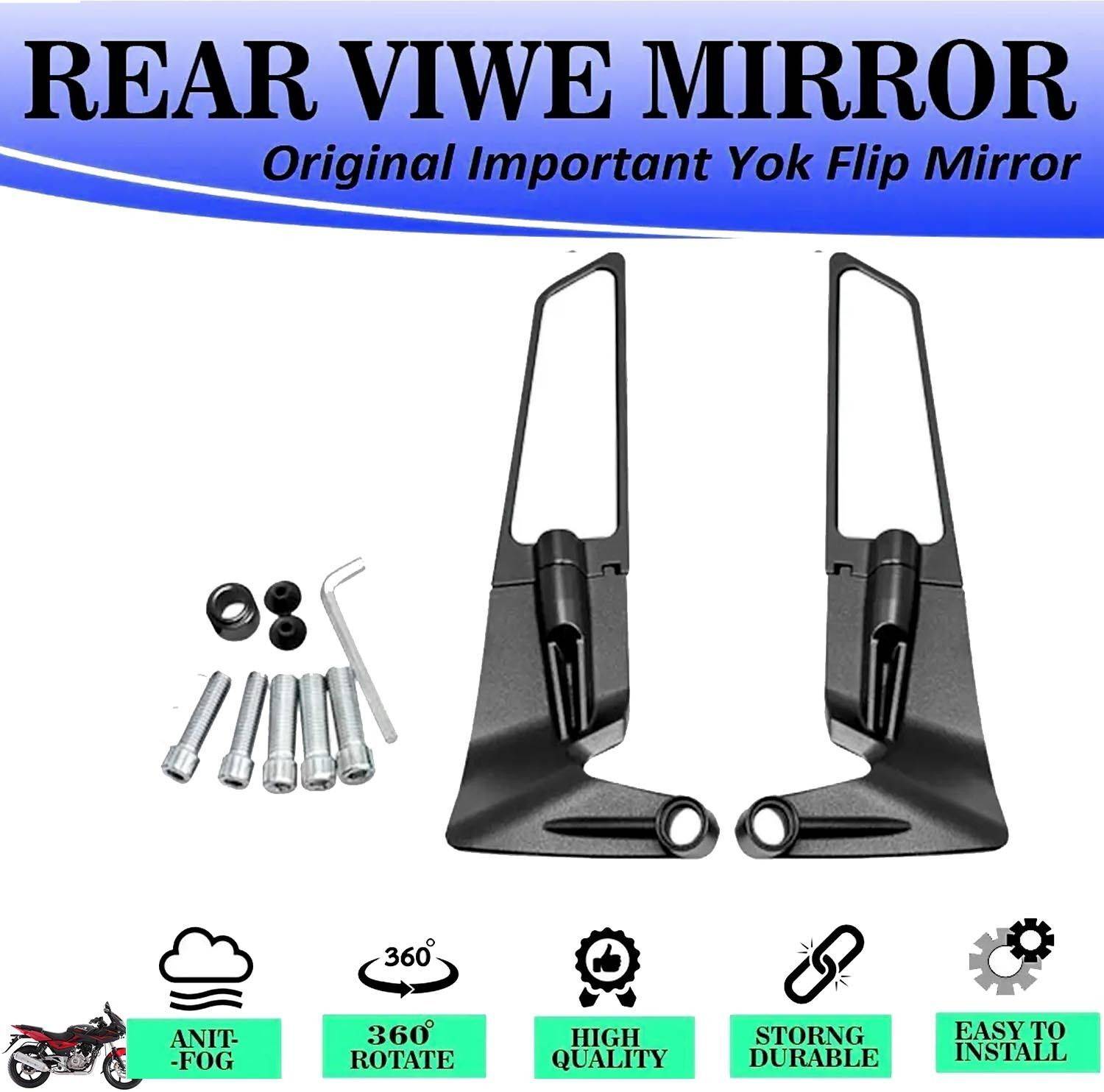 AIRSKY Manual Rear View Mirror For Bajaj Pulsar 200 NS DTS-i, Universal For Bike