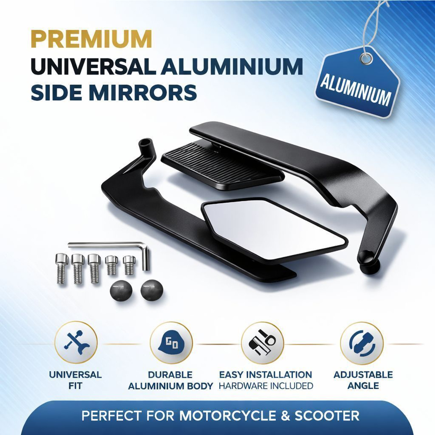 Image of R4 RIDER Manual Rear View Mirror For Universal For Bike Universal For Bike