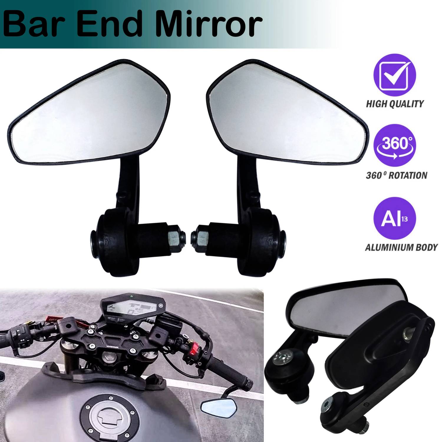 Pious Manual Rear View Mirror for Bajaj Universal Bike