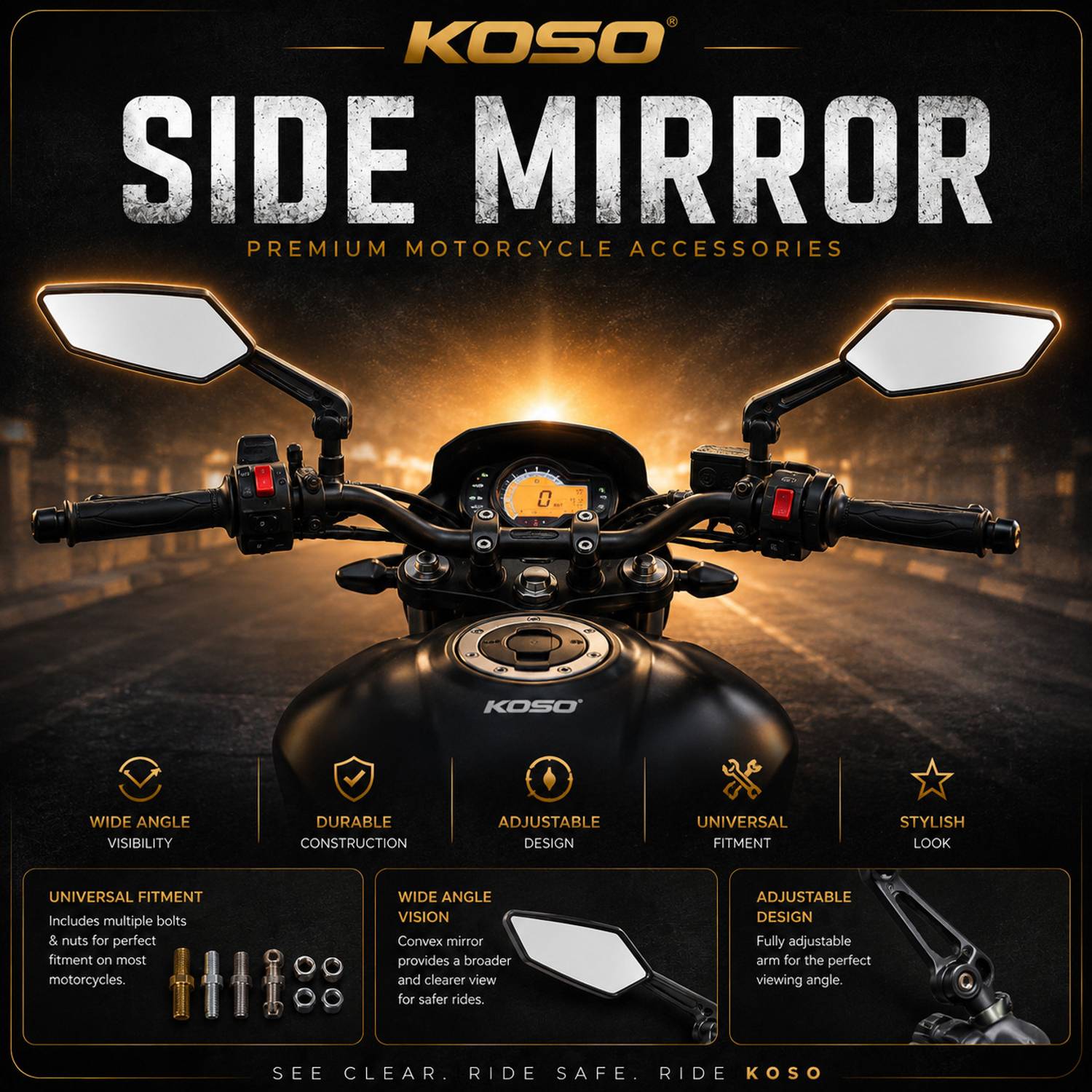 GEAR WINGS Manual Rear View Mirror - Image 2